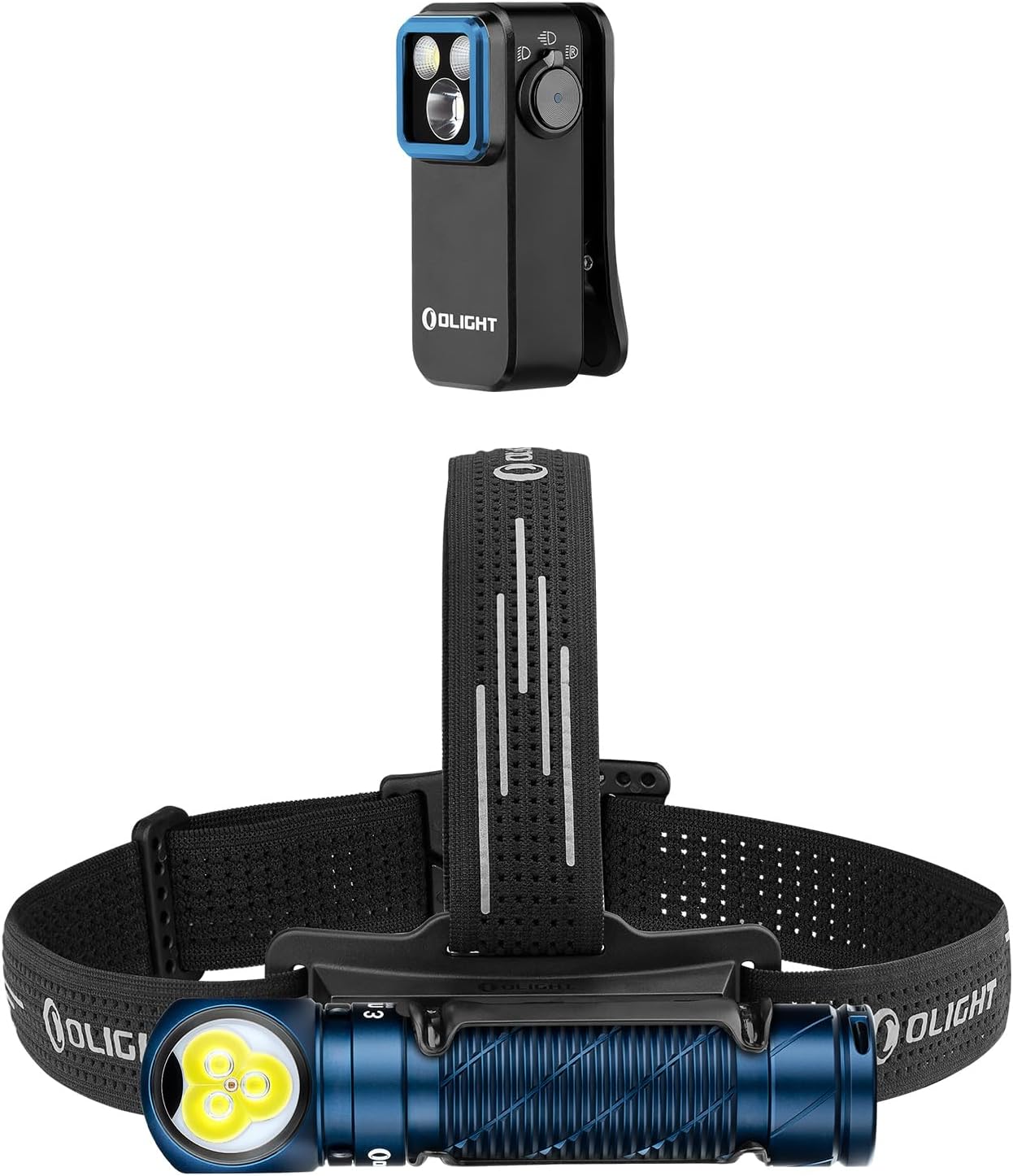 OLIGHT Perun 3 Rechargeable Headlamp Flashlight Bundle Oclip Pro EDC Flashlight Clip-on Light