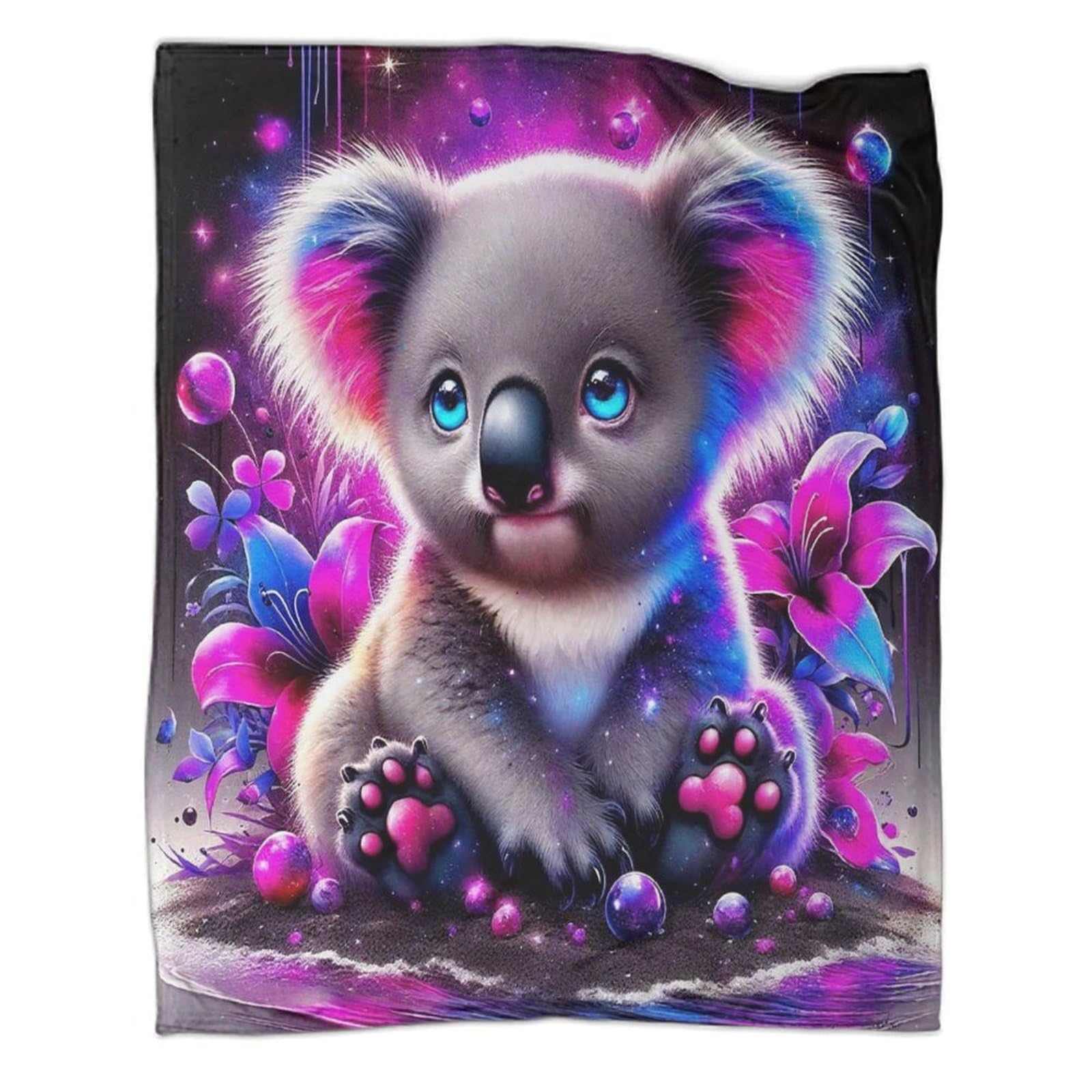 Couvertures chaudes 3D koala en flanelle douce toutes saisons pour lit