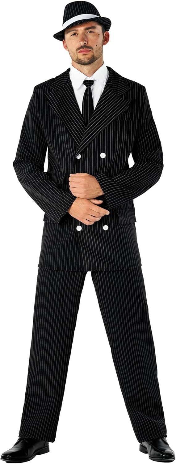 fun shack Gangster Costume Men - 1920s Roaring 20s Adult Gangster Outfit - Vintage Style Costume for Parties