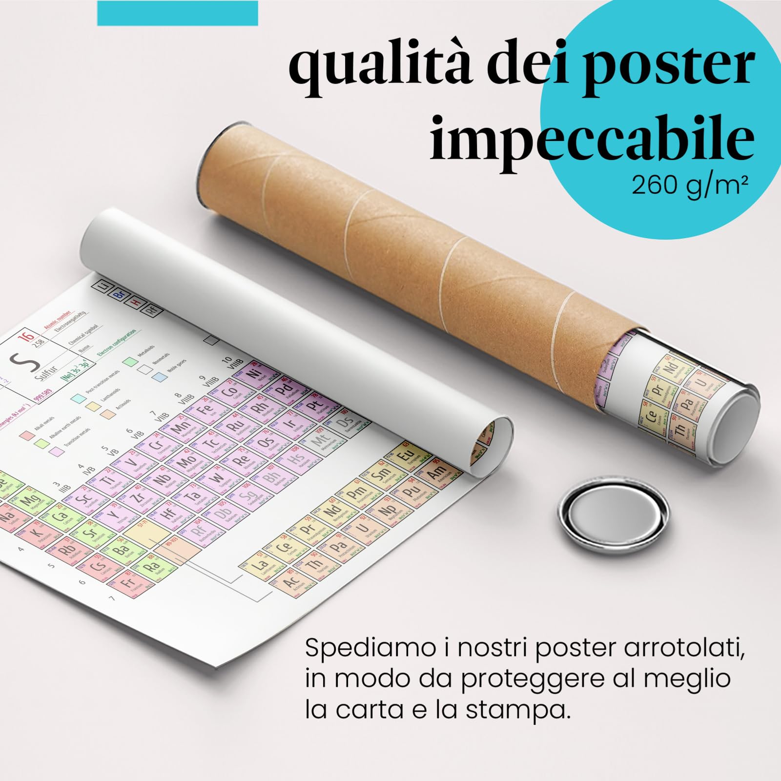 Postereck - 1150 - Tavola periodica, chimica scuola studio elementi - Decorazione Aula Scolastica, Materiale Didattico, Insegnamento, Lezione - Tela - 100,0 cm x 75,0 cm