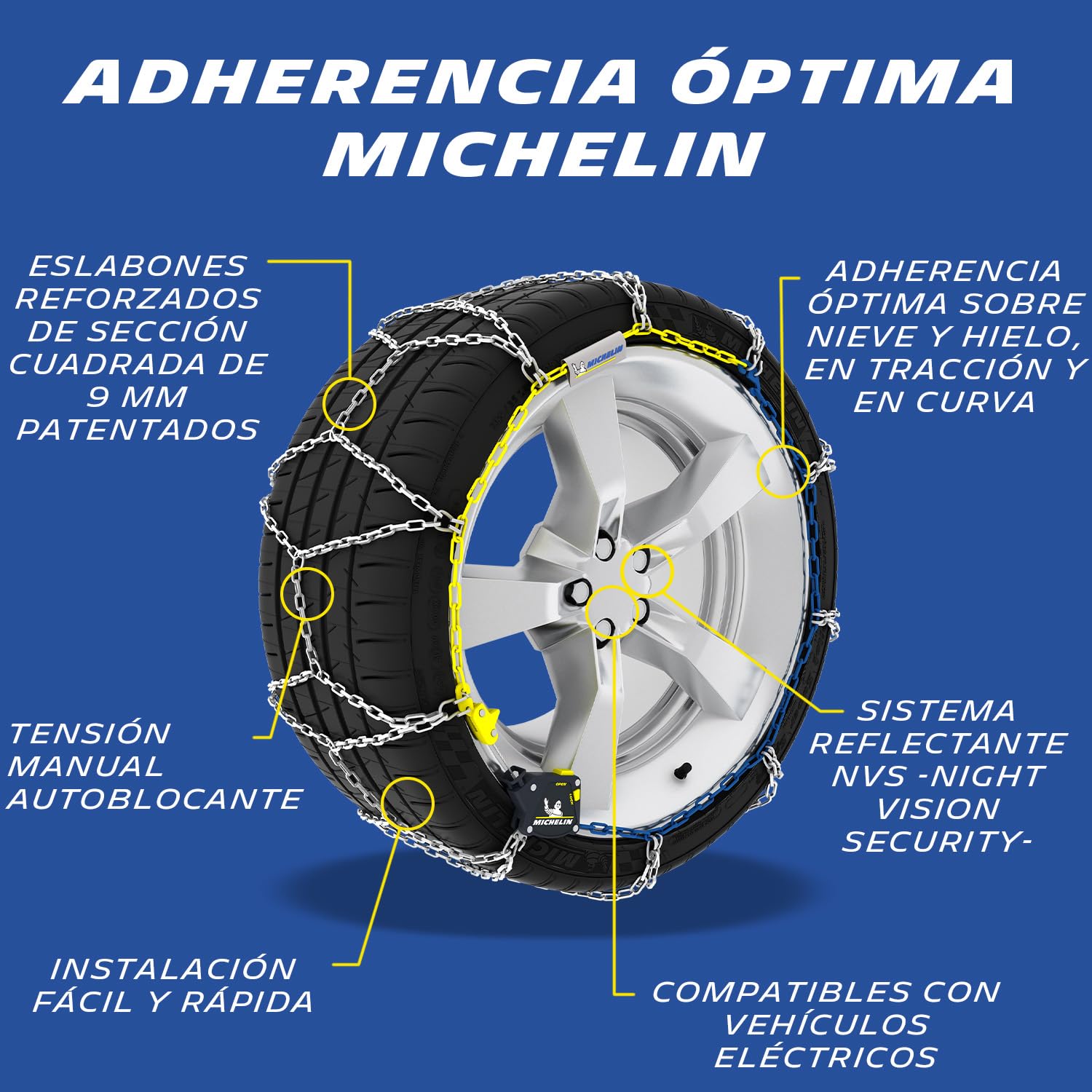 MICHELIN 008453 EXTREM GRIP AUTOMATIC Cadenas de nieve metálicas, tensión automática, N°130
