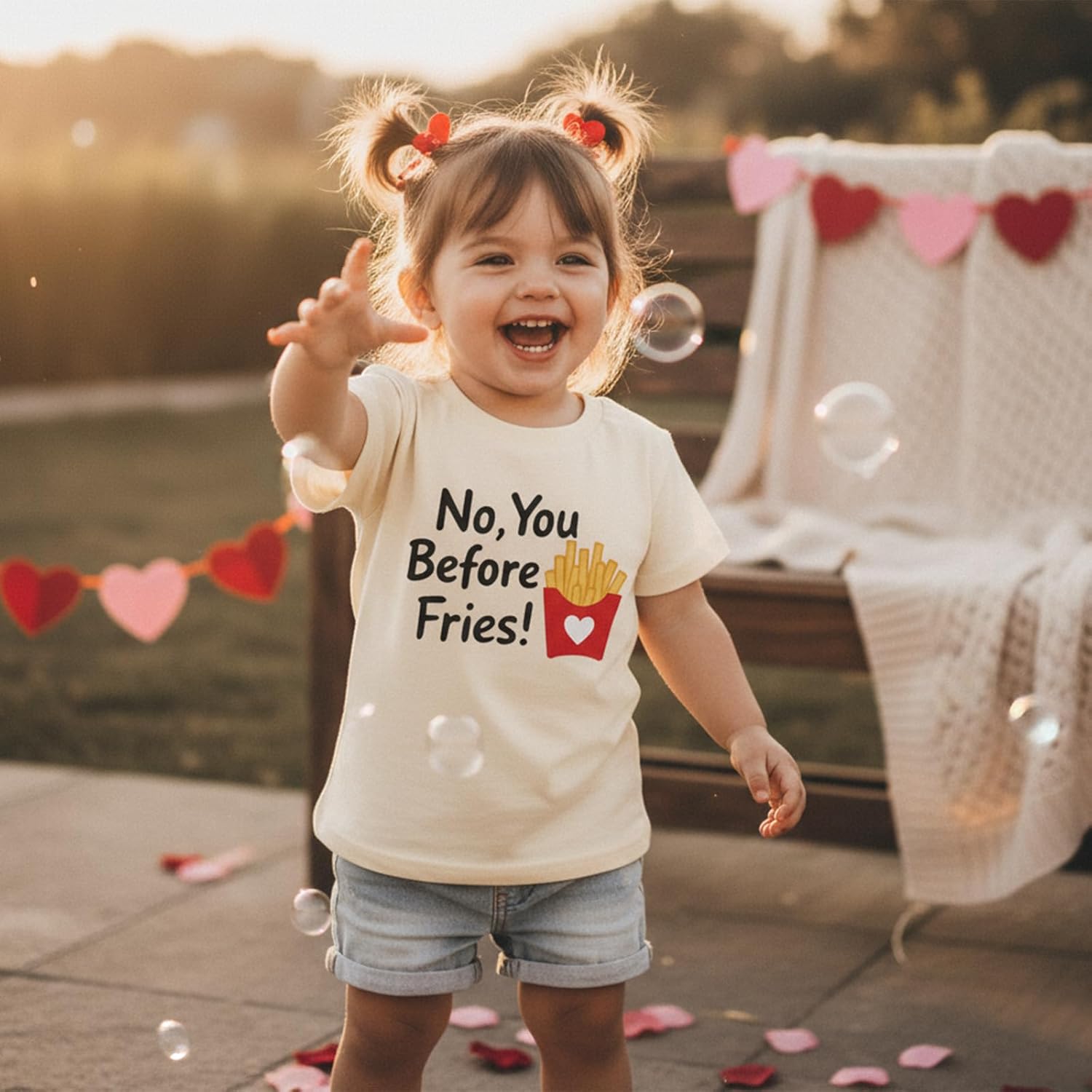 Fries Before Guys Girls Shirt Toddler Baby Girl Valentines Day Outfit French Fries Short Sleeve T-Shirt Tee Tops - Image 3
