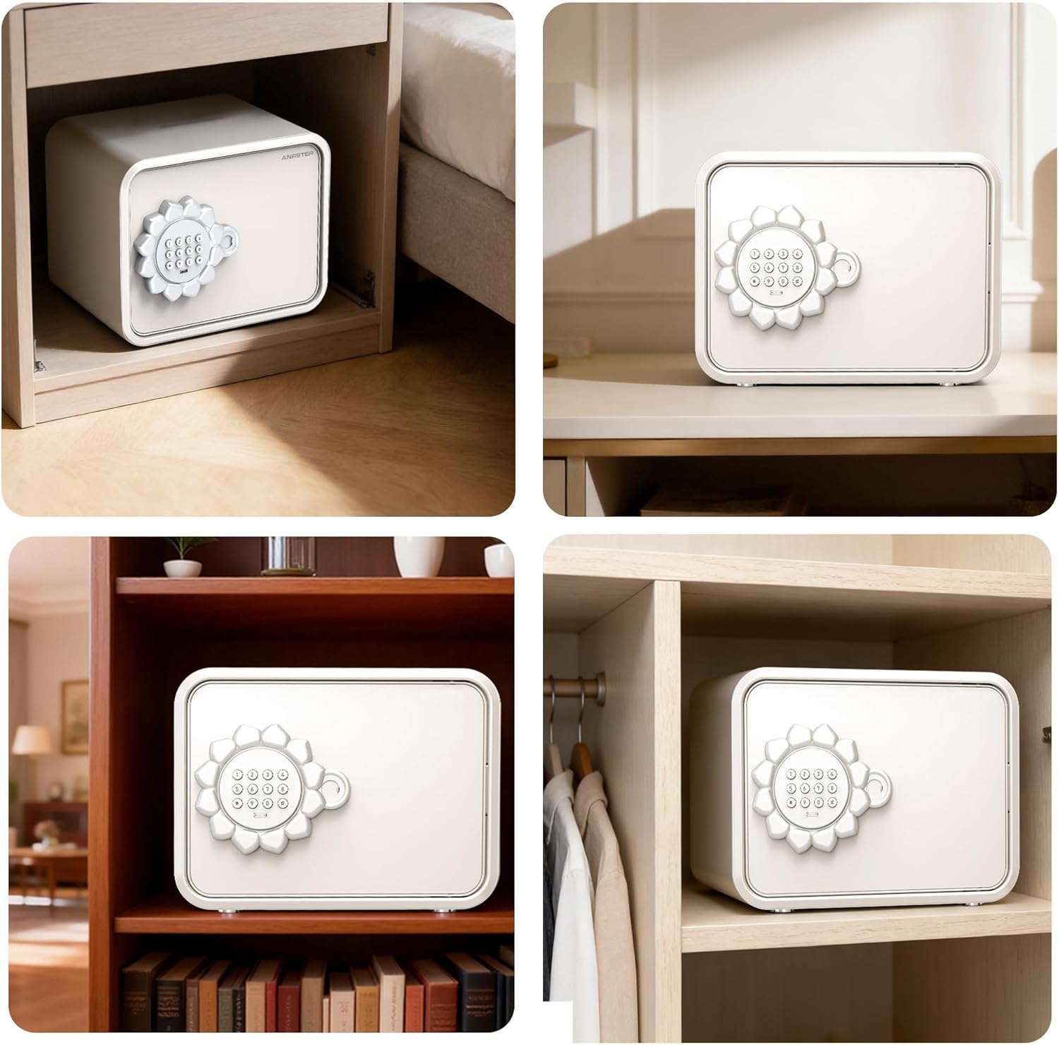 Mini Safe Box, Small Digital Security Safe Box with Keypad Lock, Small Safes for Kids with Auto Door/Coin & Bill Slot – for Cash, Jewelry & Valuables, Home/Office/Hotel Use, 6.5"D×9.3"W×7.1"H (White)