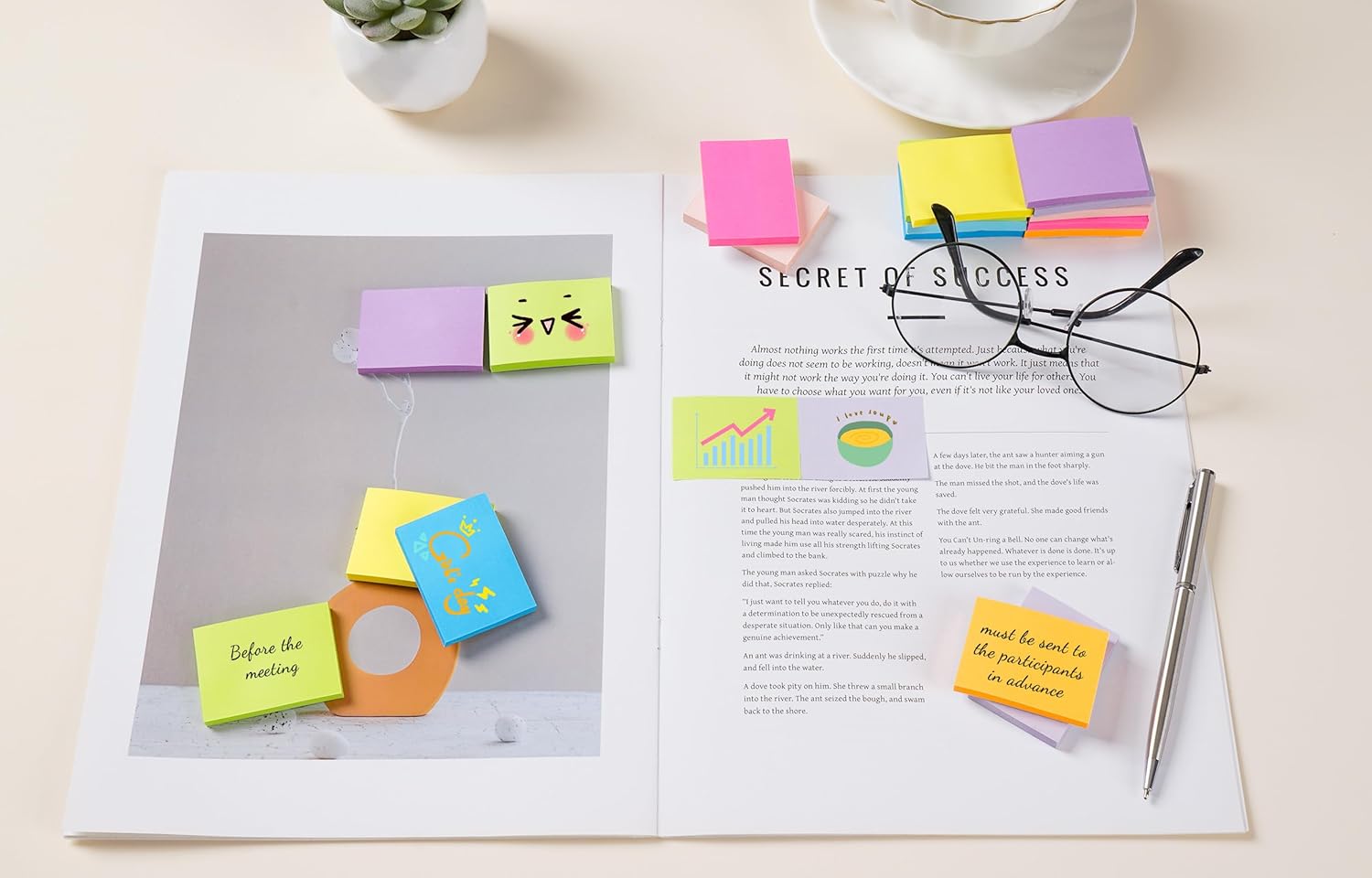 (54 Pads) 9 Bright Colors Sticky Notes 1.5x2in, Suitable for School, Office image 5