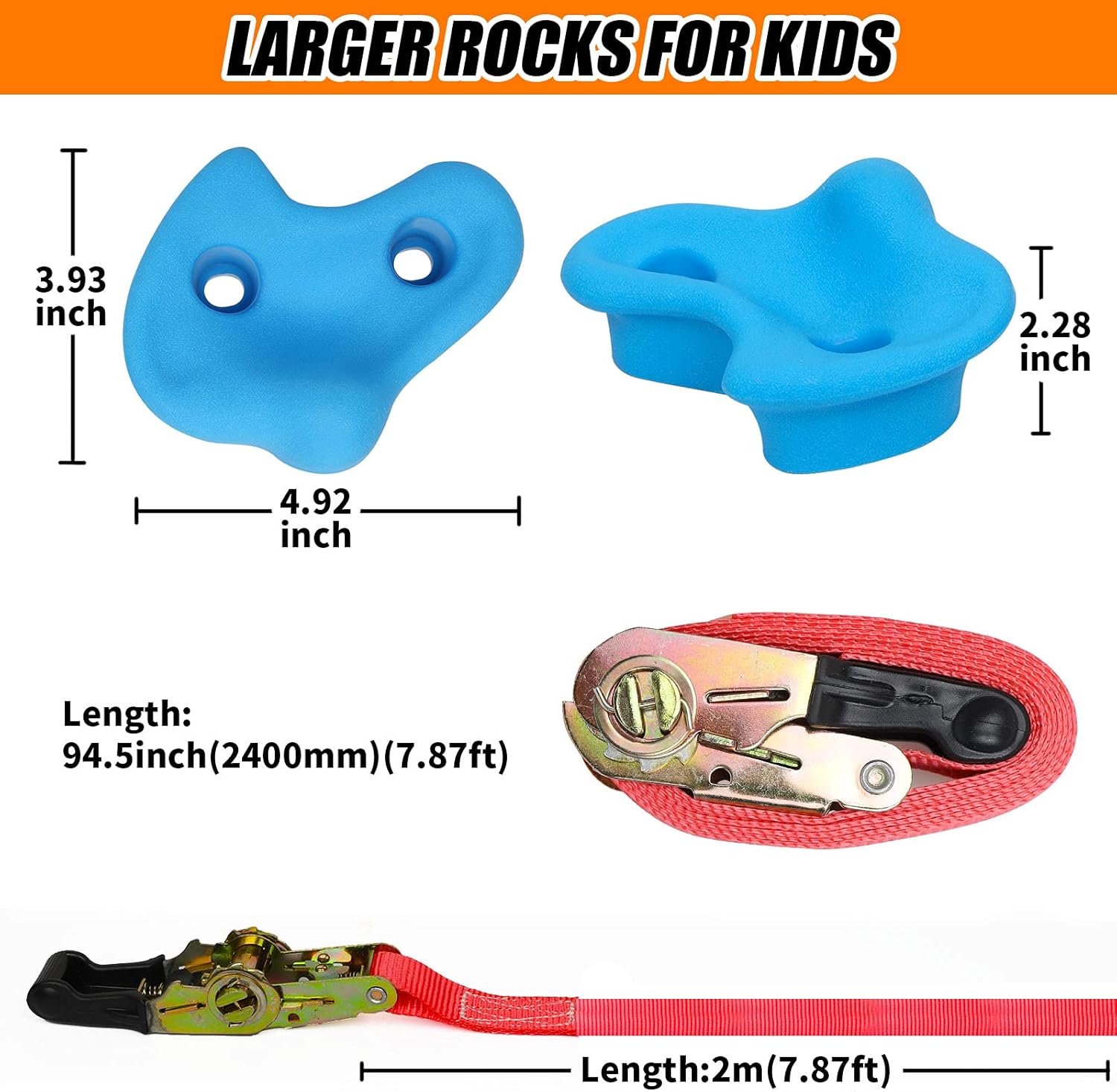 Trsmima Ninja Tree Climbing Holds: 15 Rock Climbing Holds for Kids with 6 Ratchet Straps - Climbing Grips for Tree Climber Outdoor Backyard Playground Tree Climbing Hand Holds Play Set : Toys & Games