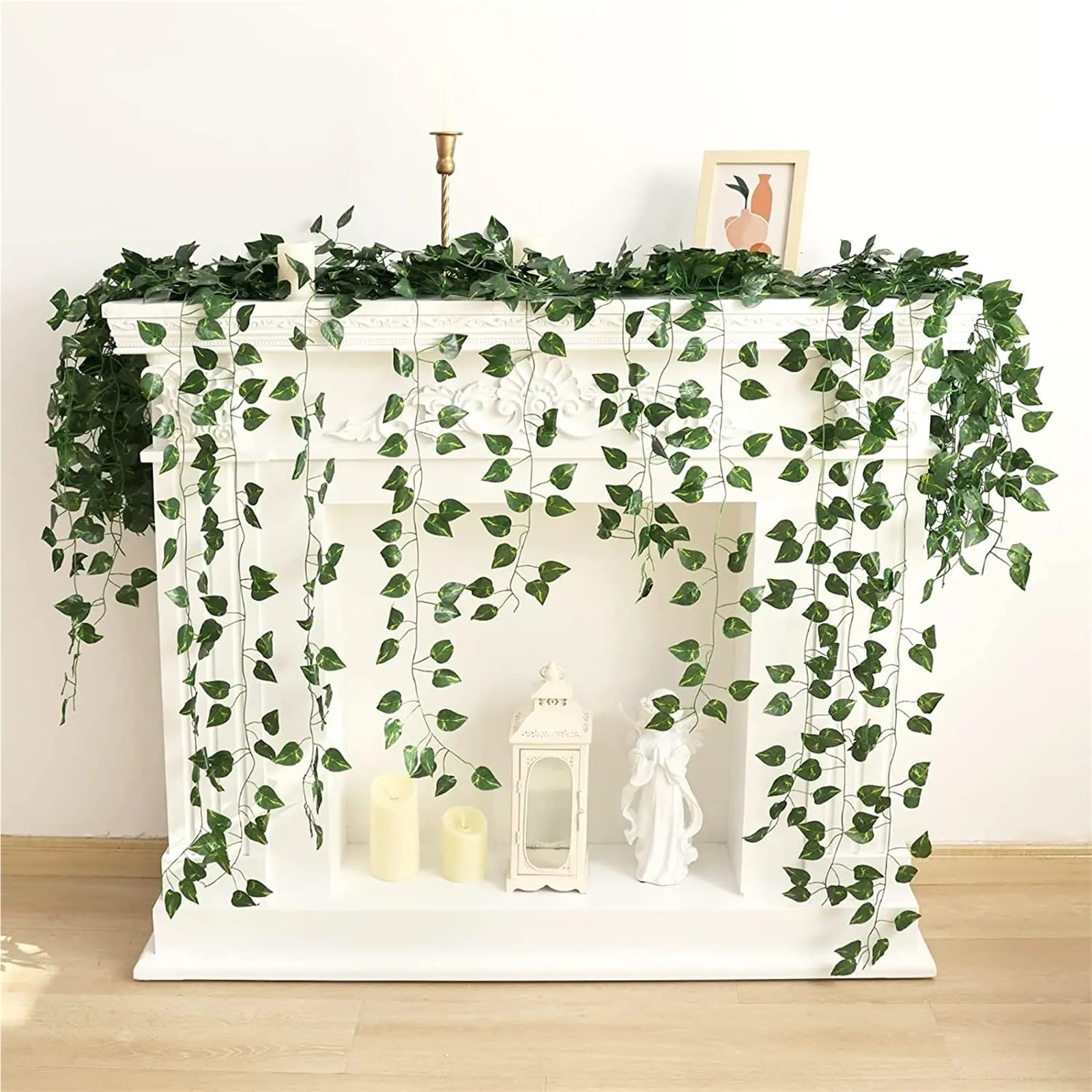 Enredadera Artificial de Hiedra Guirnalda de hiedra artificial de 2 m, 24 unidades, plantas colgantes de enredaderas falsas, hojas verdes for decoración de fiestas y bodas con temática de jungla para