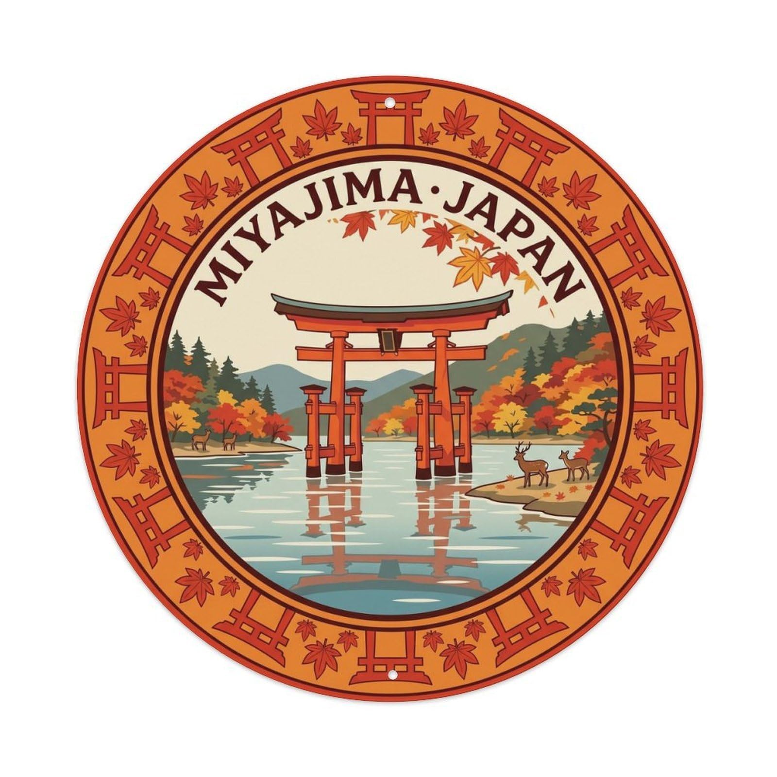 Miyajima Torii Gate Sea Maple Japan Travel Shrine Metal Tin Sign