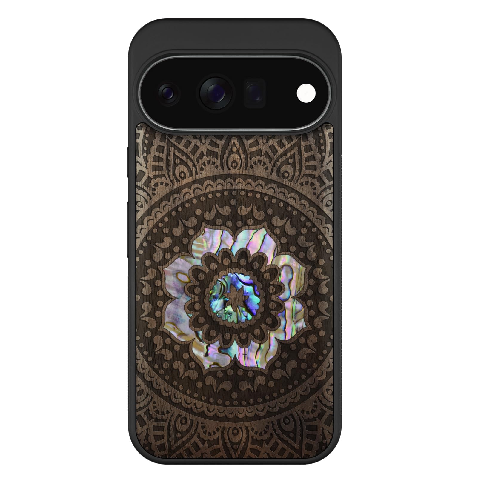 Carveit Madera Funda para Google Pixel 11 (Nogal-Patrón de Mandalas)