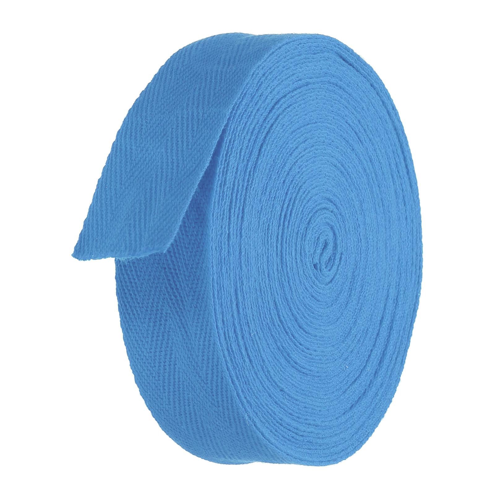 TA-VIGOR Cotton Twill Tape Ribbon 25mm, 10 Yards Bias Binding Tape Bunting Tape Soft Natural Herringbone Webbing Tape Roll for Sewing Dressmaking Gift Wrapping DIY Craft, Sea Blue