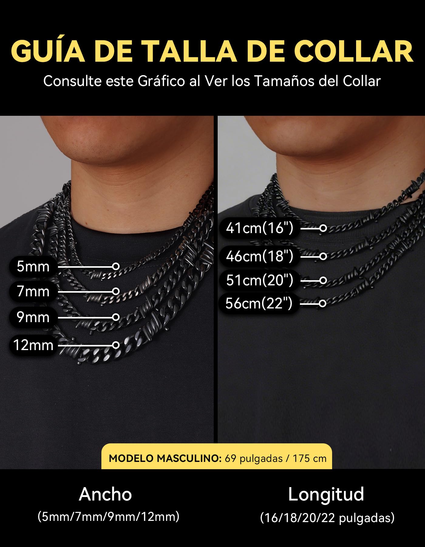 ChainsHouse Alambre Pinchos Collar para Hombre Mujer Estilo Rock Gótico Hip Hop Punk, 41-46 - 51-56 CM Largo, Regalo Joyería Estilosa