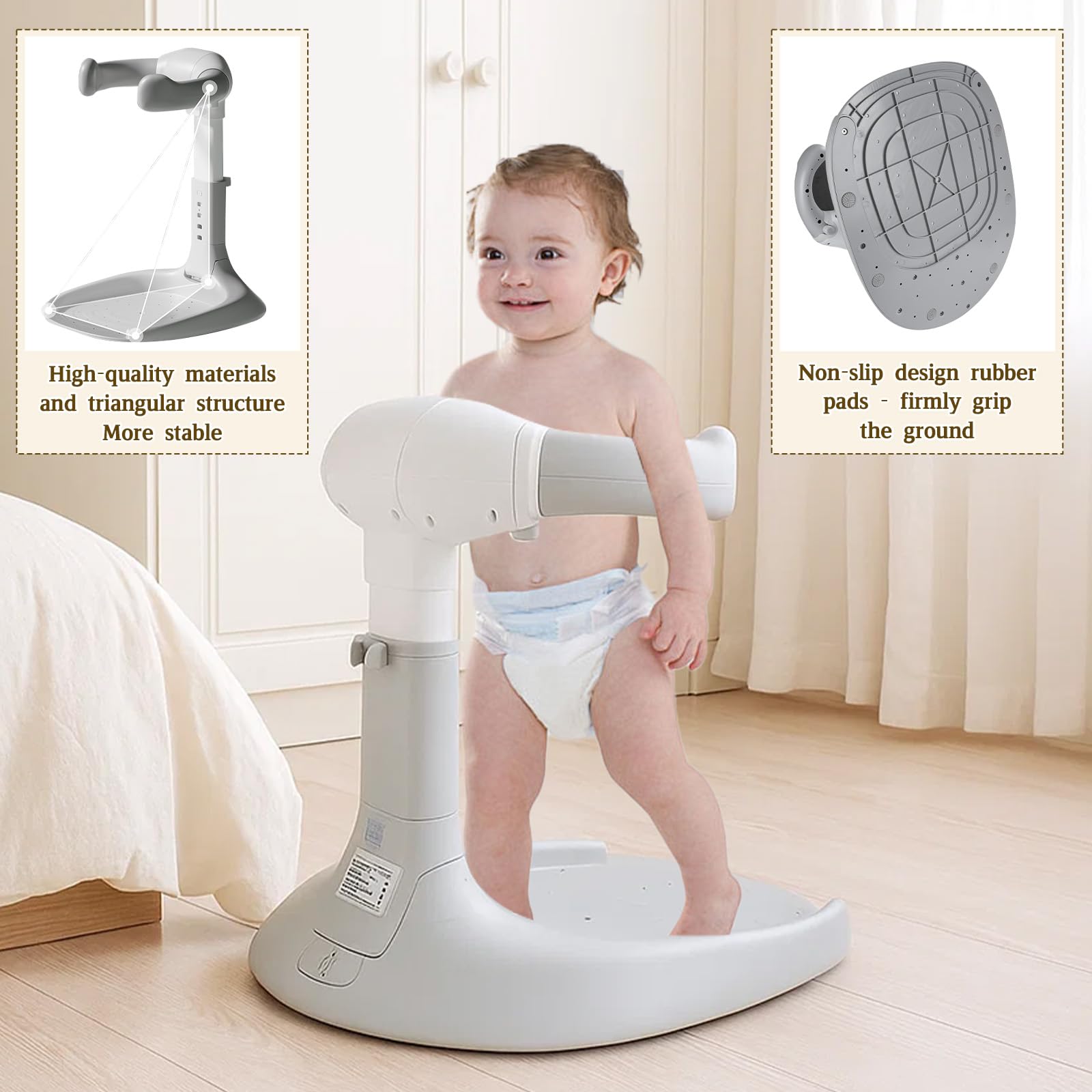 Soporte Baño Bebe, Soporte Bañera Bebe Ajustable para 8-36 Meses, Asiento Ducha con Base Antideslizante para Bañarse y Cambiar Pañales