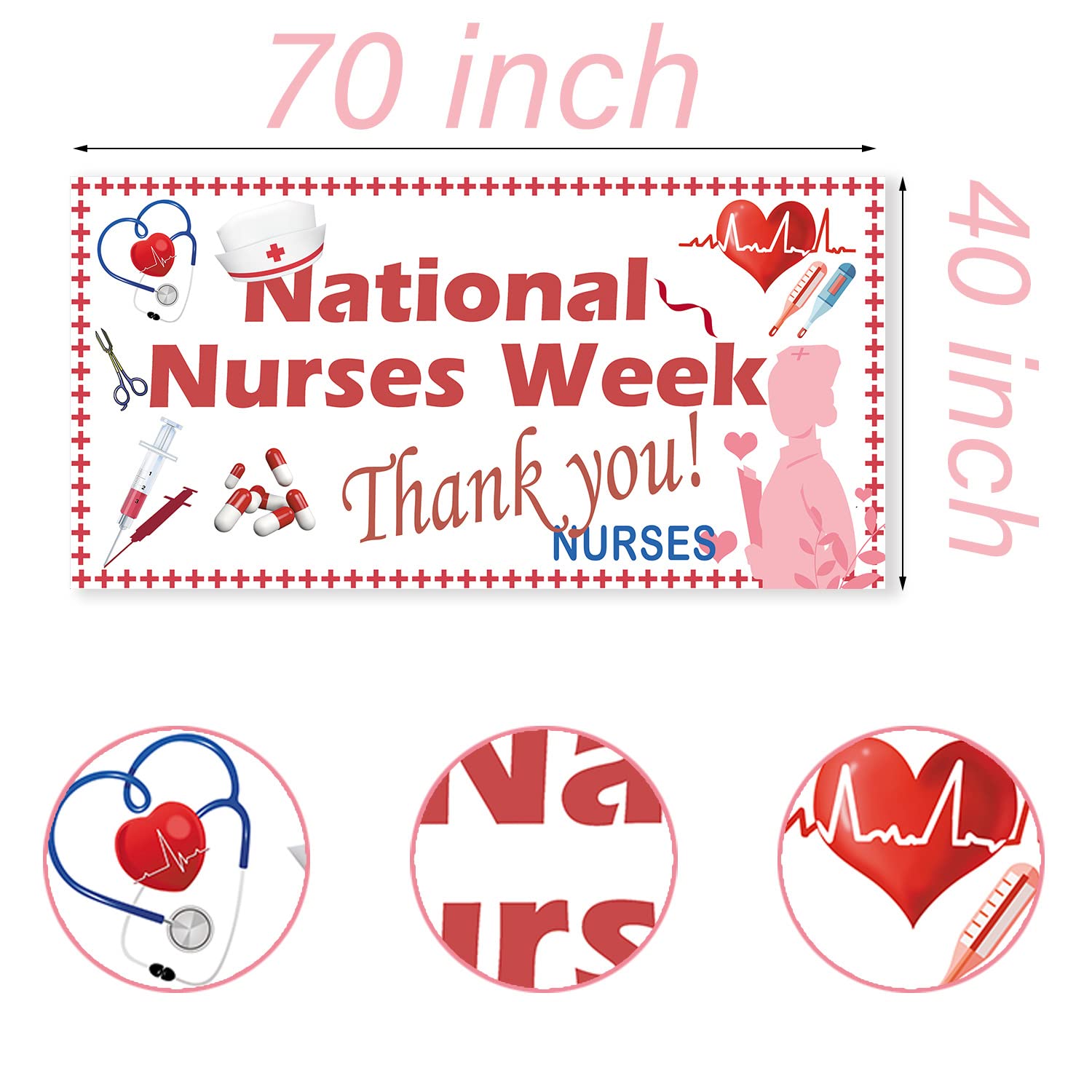 Oringaga Nurse Appreciation Week Table Cover - 2 Pack Plastic Tablecloth 86.61" X 51.18"