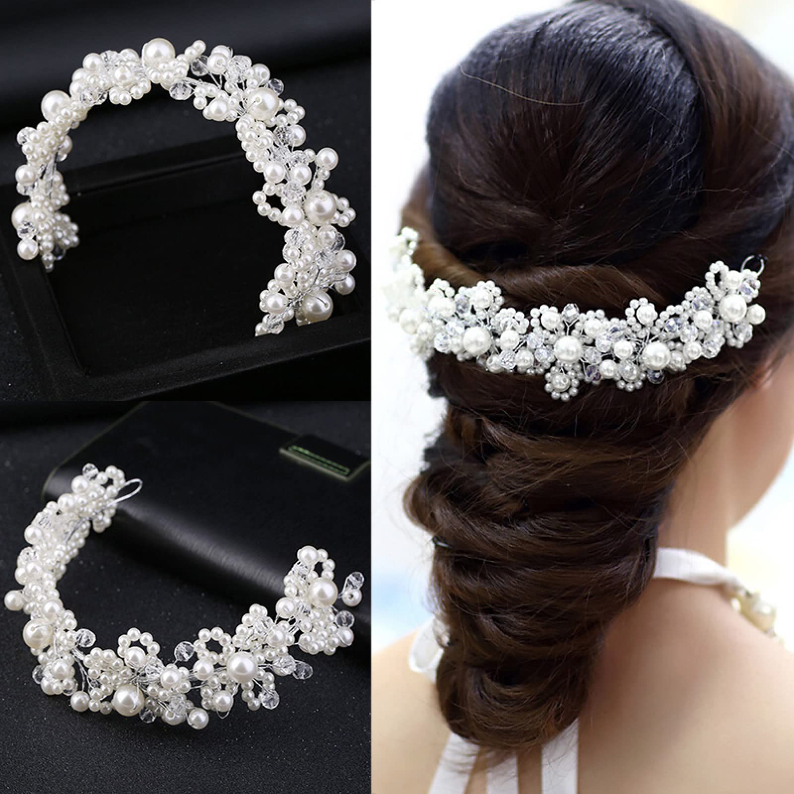 Peine para el pelo de boda, diseño de flores, perlas sintéticas, hecho a mano, corona de cristal, para novia, boda, mujer, tiara para niños, accesorio para el pelo de graduación