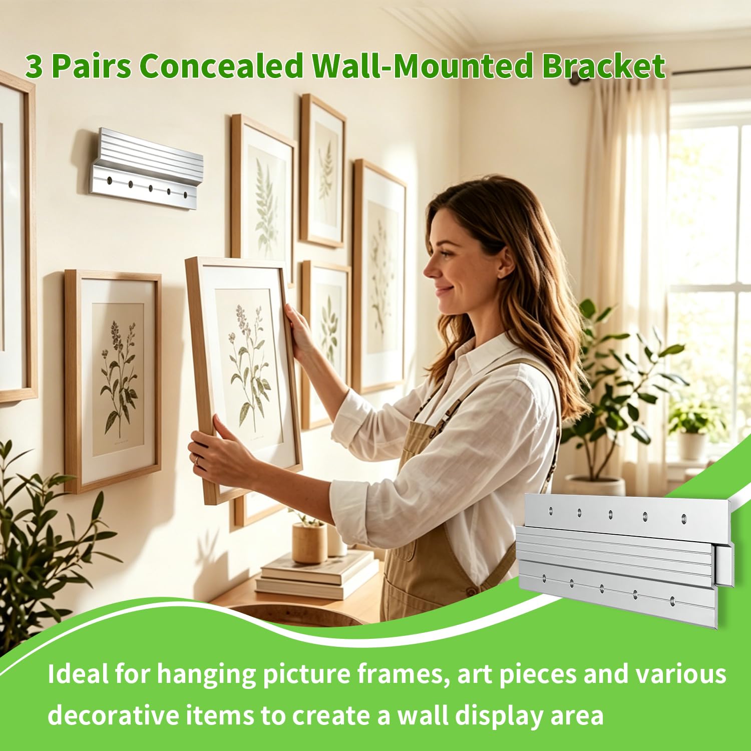 3 Pares Soportes Aleación de aluminio 30 Cm Capacidad carga de hasta 36 kg Soporte Espejo Pared con Encaje Mutuo Z Clip Gancho Z para Objetos Pesados Espejos Paneles Estanterías Marcos