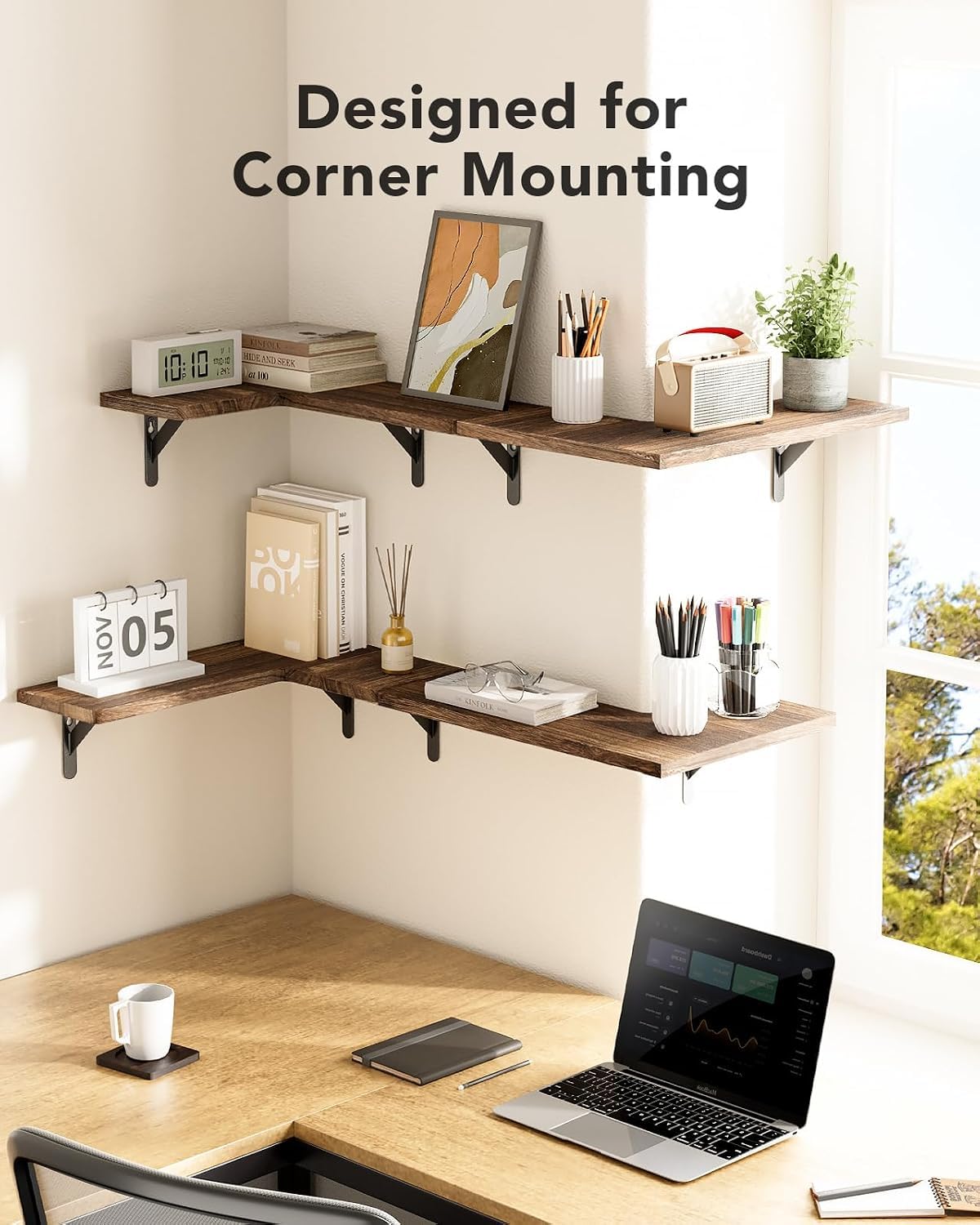 Amada Corner Shelves - Paulownia Wood Set of 4 -6