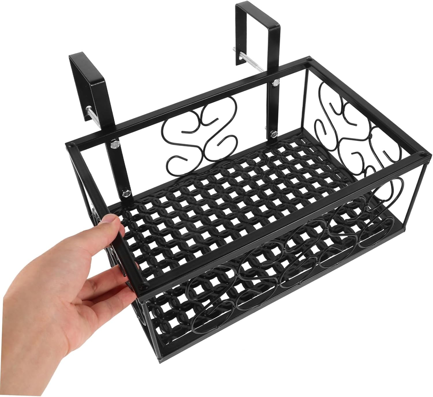 Balcony Hanging Plant Rack Sturdy Flowerpot Holder for Outdoor Use Space-saving Design for Railing and Walls for Plants and Garden Decor Black