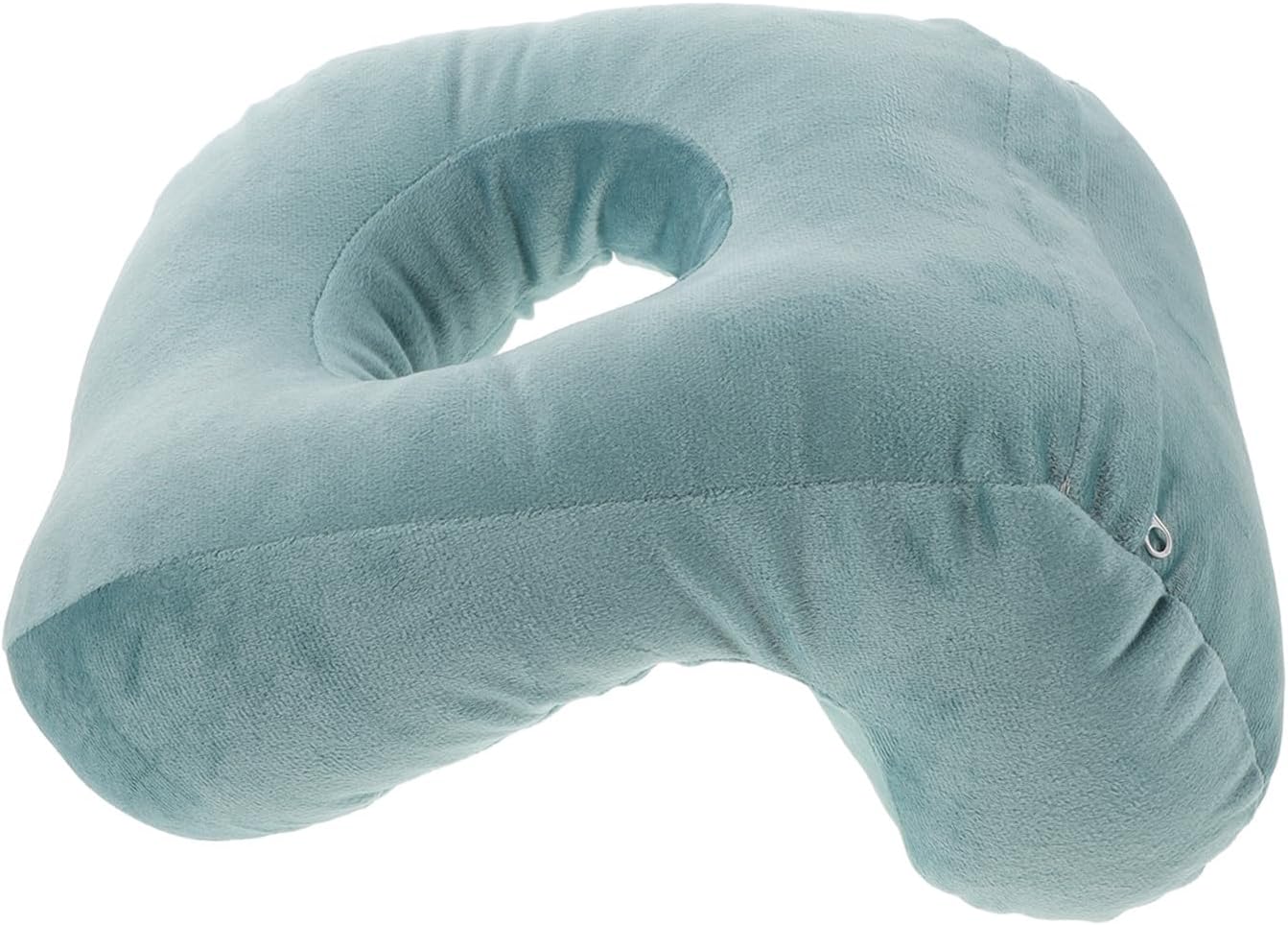 HOMSFOU Memory Foam Face down Nap Pillow with Face Hole, Sky Blue Stomach Sleeping Cushion for Office and Travel, Slow Rebound Desk Pillow for Rest and Relaxation