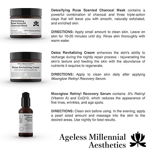 Miniatura 2 de Ageless Millennial Aesthetics - Caja de regalo Nights para el cuidado de la piel - 1 máscara de carbón desintoxicante - 2.0 onzas, 1 suero de