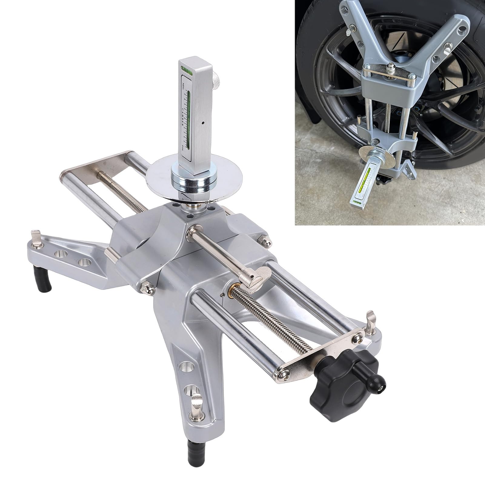 Abrazadera de Alineación de Ruedas, Herramienta de Abrazadera de Rueda de Acero Inoxidable, de Rueda con Adaptador Magnético con Medidores de Inclinación Precisos, Se Adapta a Llantas de 11
