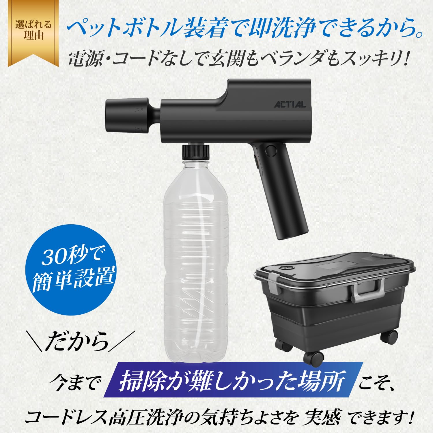 【新品】ACTIAL コードレス高圧洗浄機 折り畳み収納ボックス付 Amazon | ACTIAL コードレス高圧洗浄機 家庭用 折りたたみ収納