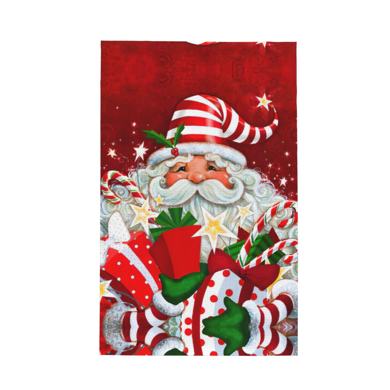 Xxahnbm Black Santa Claus1 Print Waffle Kitchen Towel,Absorbent Hand Towel