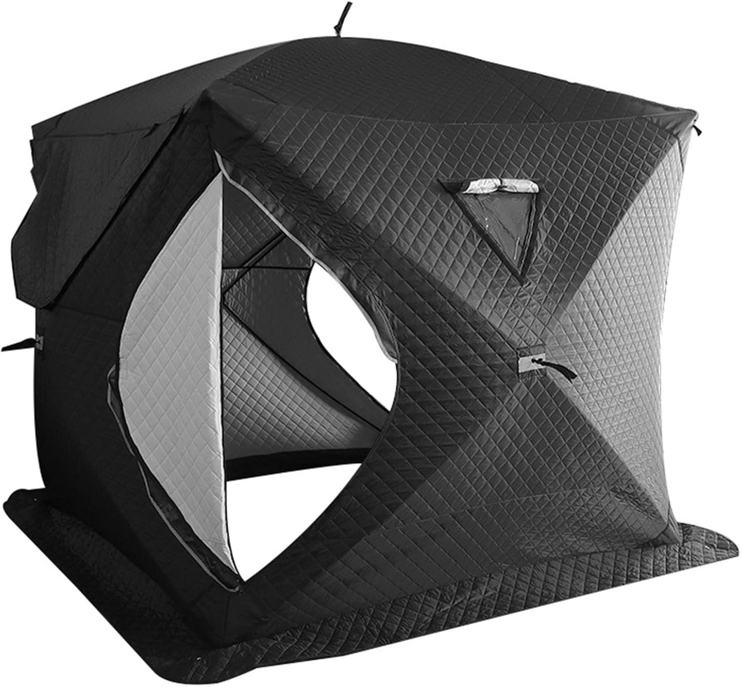 Winter Fishing Tent Insulated - Outdoor Camping Shelter Ice Shanty with Chimney Hole,Stove Mouth,2 Doors,3-Layer Thermal Cotton,Ideal for Ice Fishing