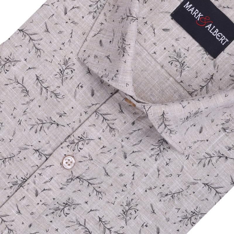 Image of Mark & Albert Men's Half Sleeve Cotton Linen Shirt Blue