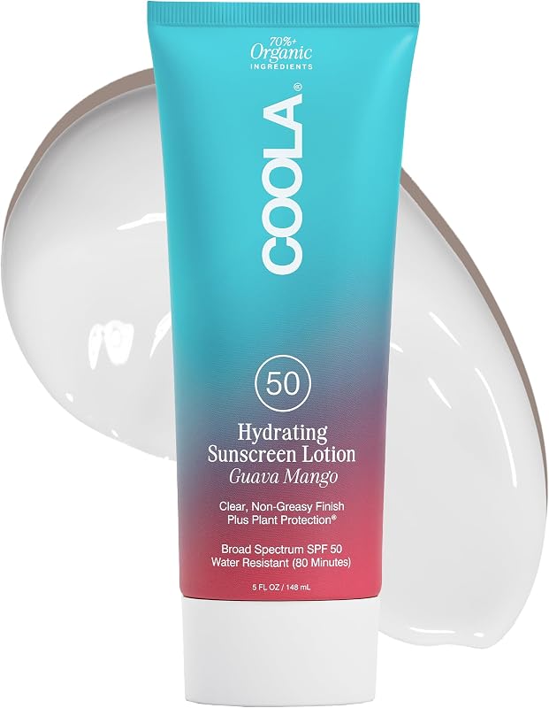 COOLA Loción hidratante SPF 50 de protección solar, aroma a mango de guayaba, 5 oz
