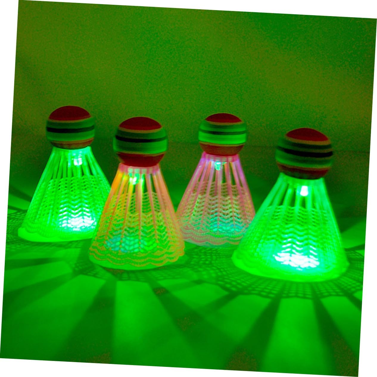 4PCS LED Nylon Badminton Shuttlecocks Pink with Enhanced Stability and Wind Resistance for Indoor Outdoor Night Play Sports Exercise Accessories
