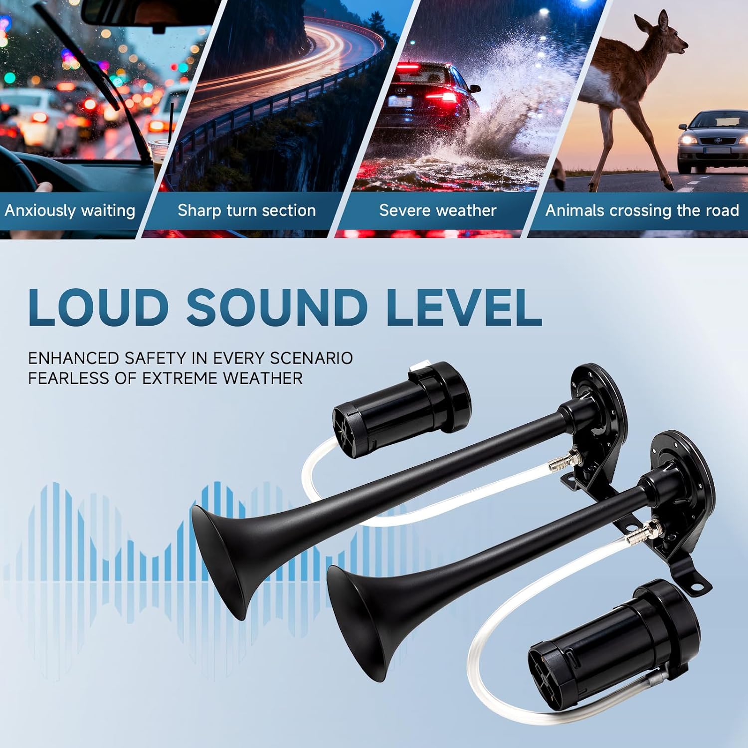 Train Horn for Truck with Bracket Air Horn kit with Compressors Super Loud Truck Horns for Any 12V Vehicles 12V 178dB