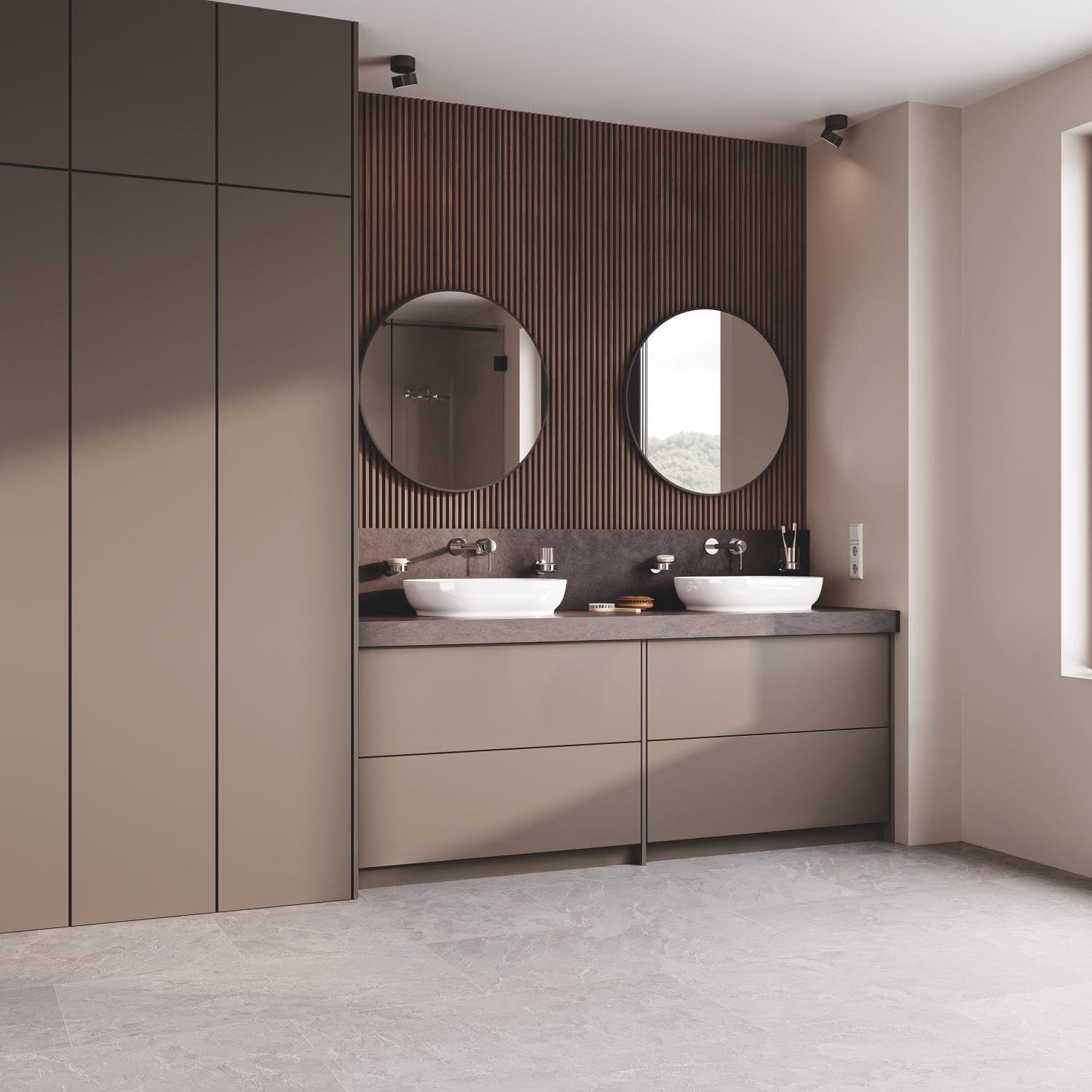 Grohe Essence - Grifo de lavabo con sistema de montaje en pared, kit para montaje final, cuerpo empotrado no incluido, tamaño L (Ref. 19967001)