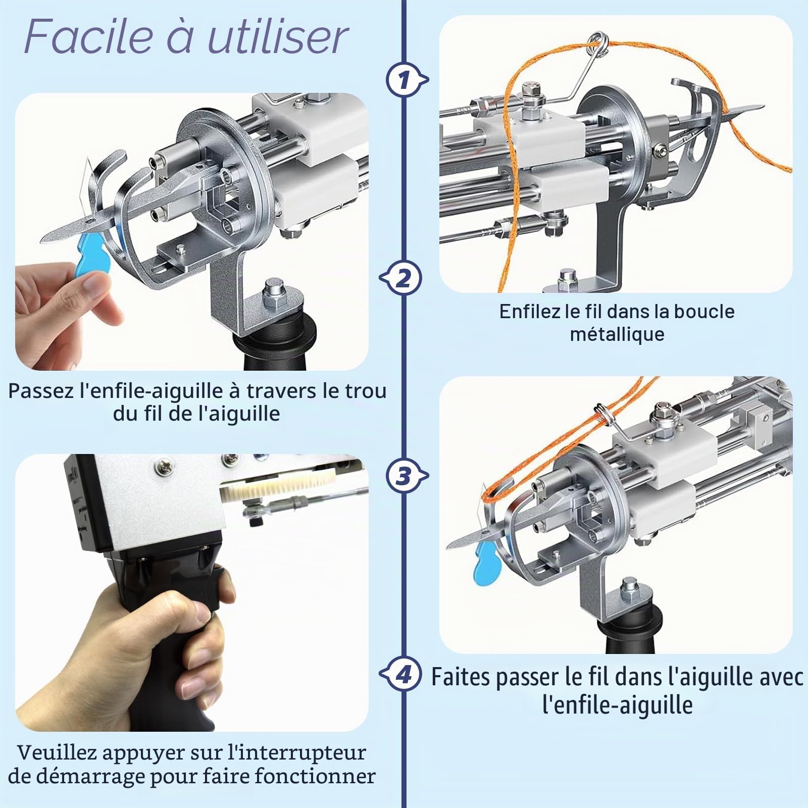 JAOGAUS Pistolet à tufting pour Tapis avec Ensemble de Tondeuse à Tapis