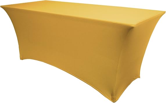 Ultimate Textile Fitted Spandex Tablecloth 18 x 72 x 42-Inch, Gold, 10 Pack