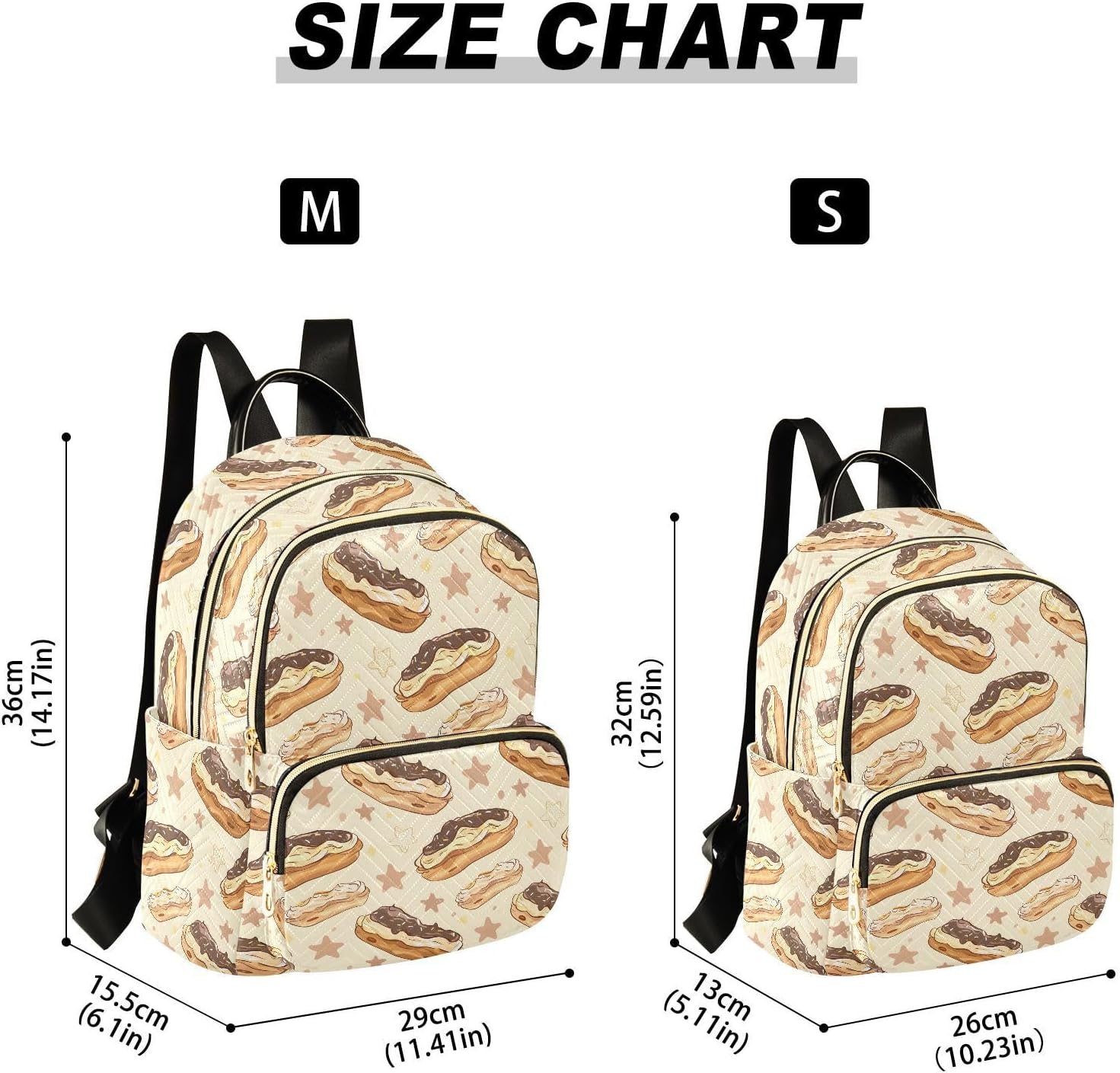 Chocolate Cream Bread Star Backpack Purse for Women Shoulder Bag Fashion Daypack Ladies Handbag Lightweight Travel Bag Rucksack