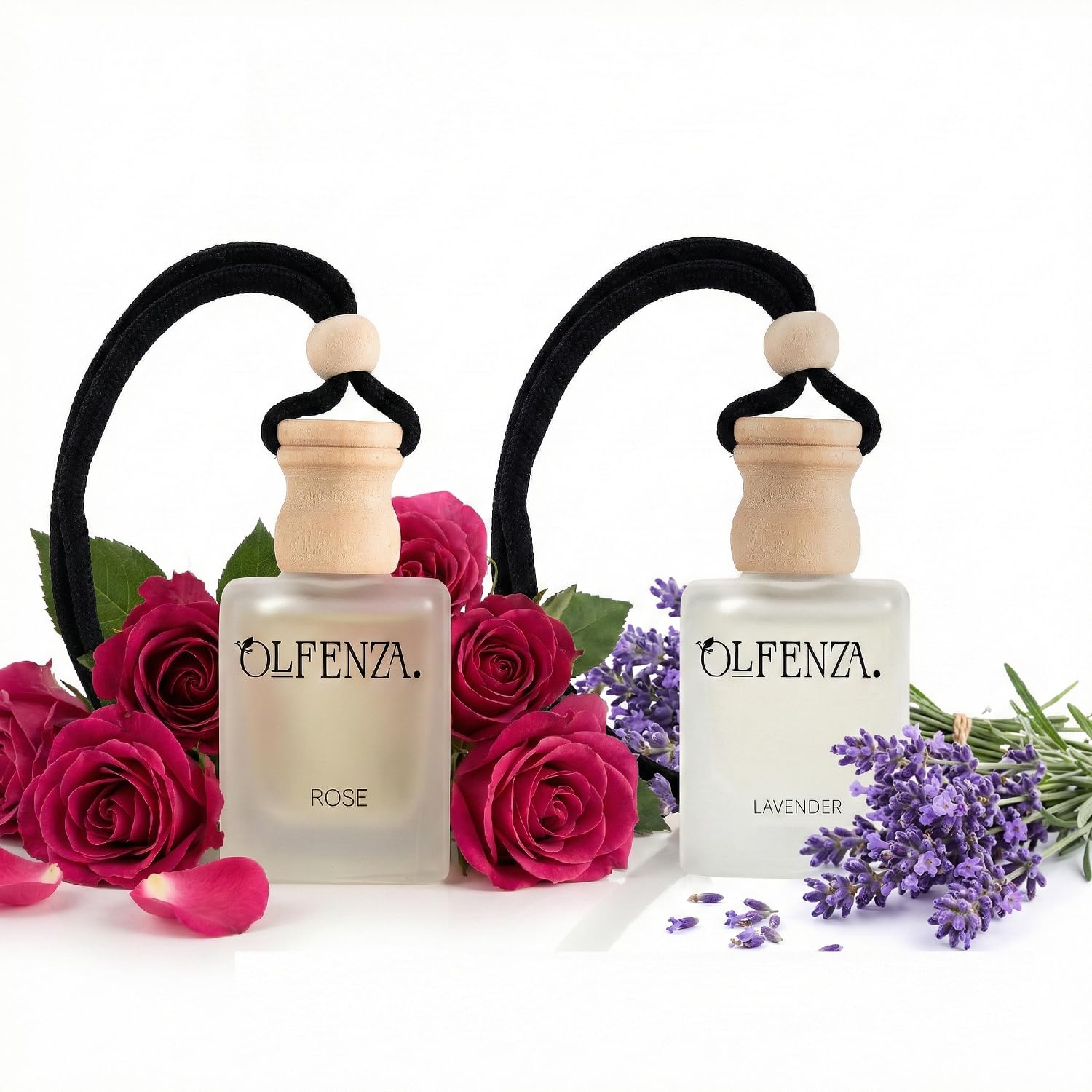 Rose Lavender Car Perfume Hanging Air Freshener Wooden Diffuser Bottles Auto Fragrance for Car Interior Wardrobe Closet Office Room Home Aroma Freshener Hanging Scent Bottles 10 ml Pack of 2-image-36