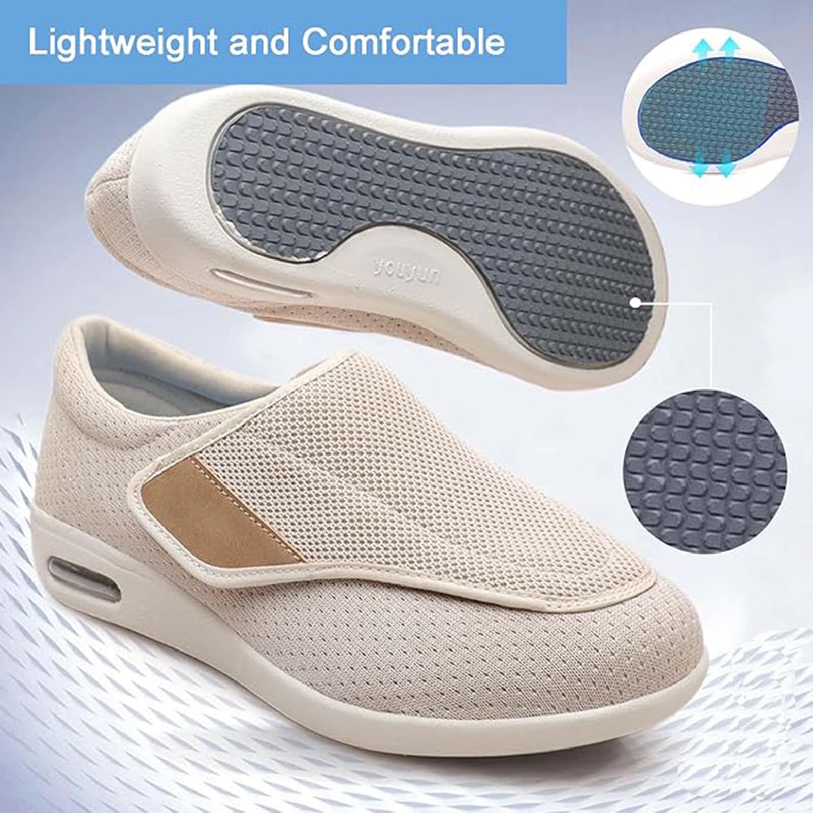 Scarpe per Diabetici Uomo Donna, Extra Larghe Scarpe Alluce Valgo, Scarp Ortopediche Salute Scarp con Bendaggio Antiscivolo per Piedi Gonfi Estive Riabilitazione