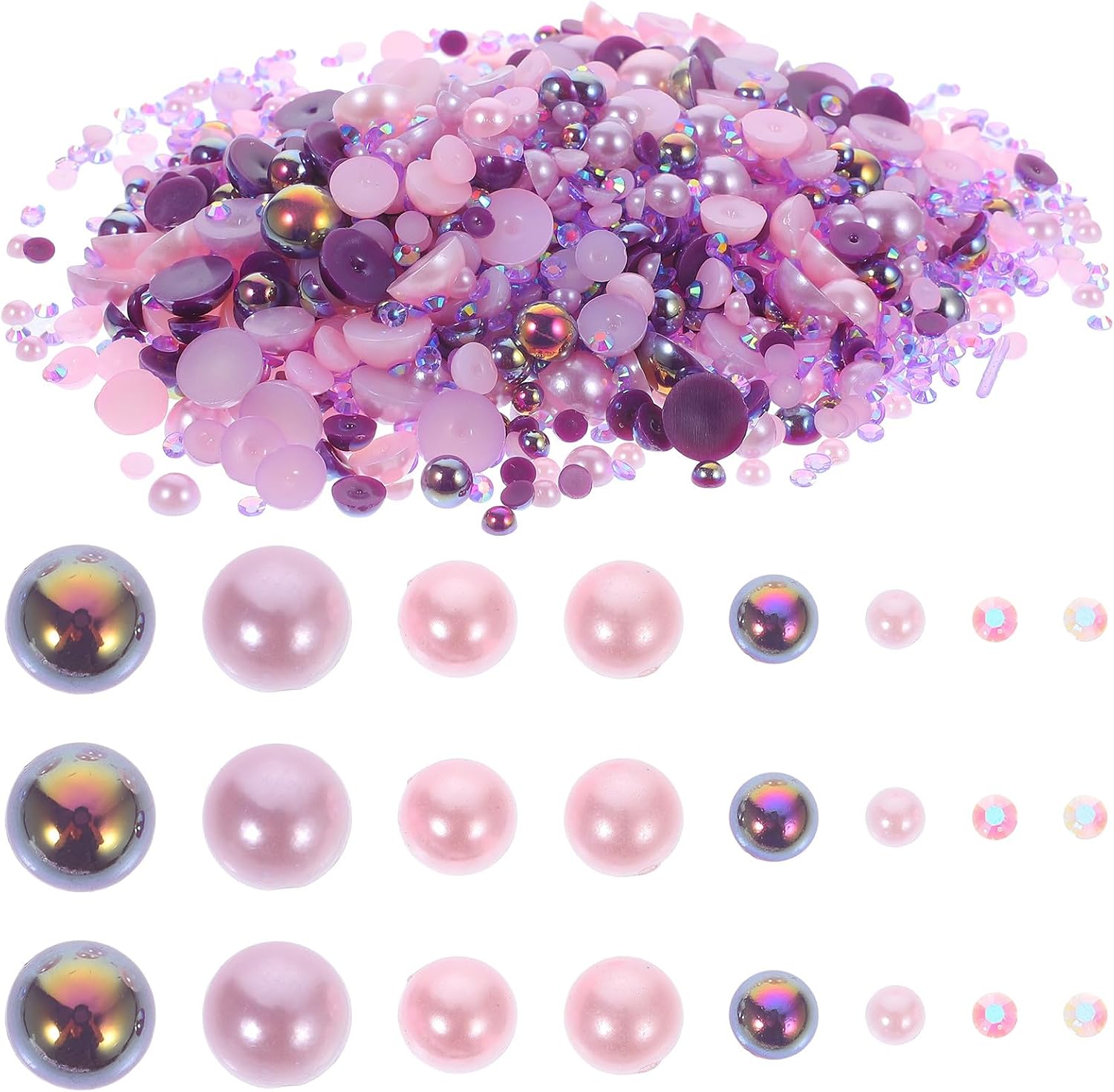 Nail Art Charms Flatback Pearls and Rhinestones Mixed Sizes 60g Nail Decoration Beads DIY Craft Accessories