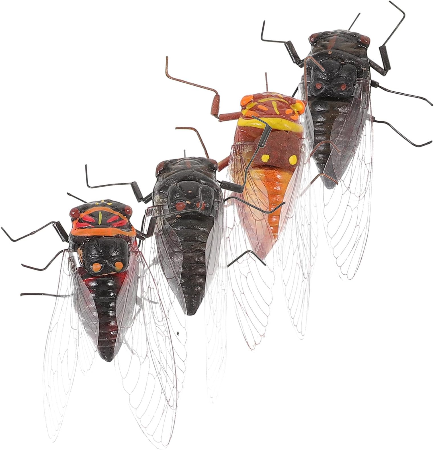 SUPVOX Plastic Cicada 4pcs Realistic Figures Toy Fake Cicada Teaching Models Plastic Simulation Figurine Fly Joke Toys Prank Toy Halloween Party Favors