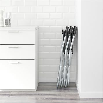 IKEA Katlanır Sandalye, Siyah Renk MeridyenDukkan Galvanizli Çelik Mutfak-Balkon Sandalyesi