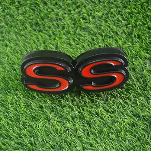 Miniatura 10 de 1 emblema de rejilla frontal de Chevy Chevelle El Camino Super Sports SS de 1970 con retenedores de repuesto para SS (plateado, negro y blanco)