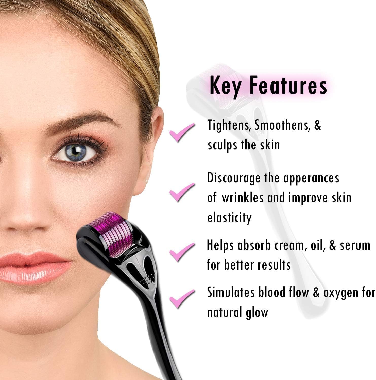 Episkey Professional Derma Roller 0.5 mm with 540 Titanium Micro-Needles for Hair Growth, Beard Activation, Skin Rejuvenation (0.5 mm, Derma Roller) with Scalp Massager Brush for Hair & Shampoo | Relaxing Head Massager with Soft Silicone Bristles 4