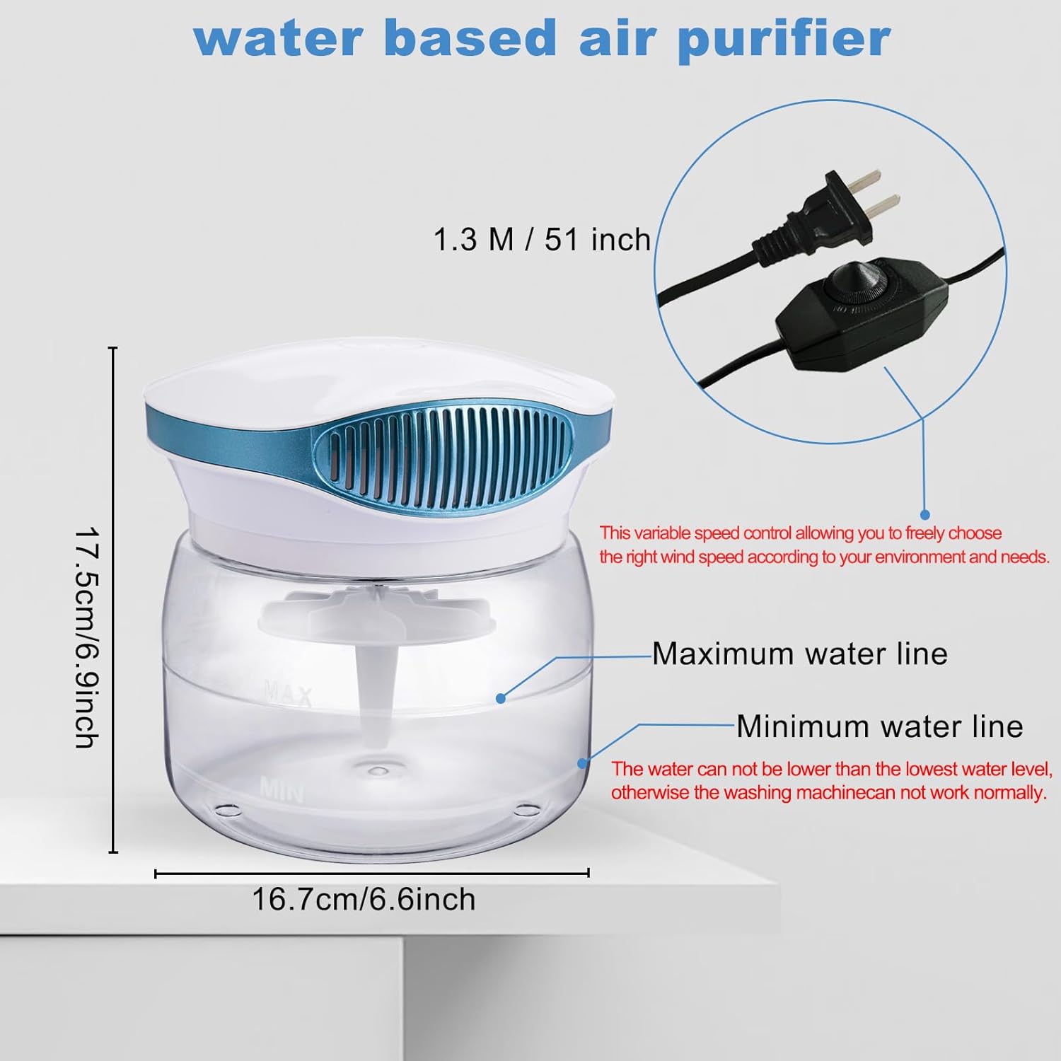 Water Air Purifiers for Home, Air Washer Aroma Diffuser, Rainbow Air Purifier, Air Washer Humidifier, Essential Oils Aroma Fresher With Night light for Home, Office, Bedroom