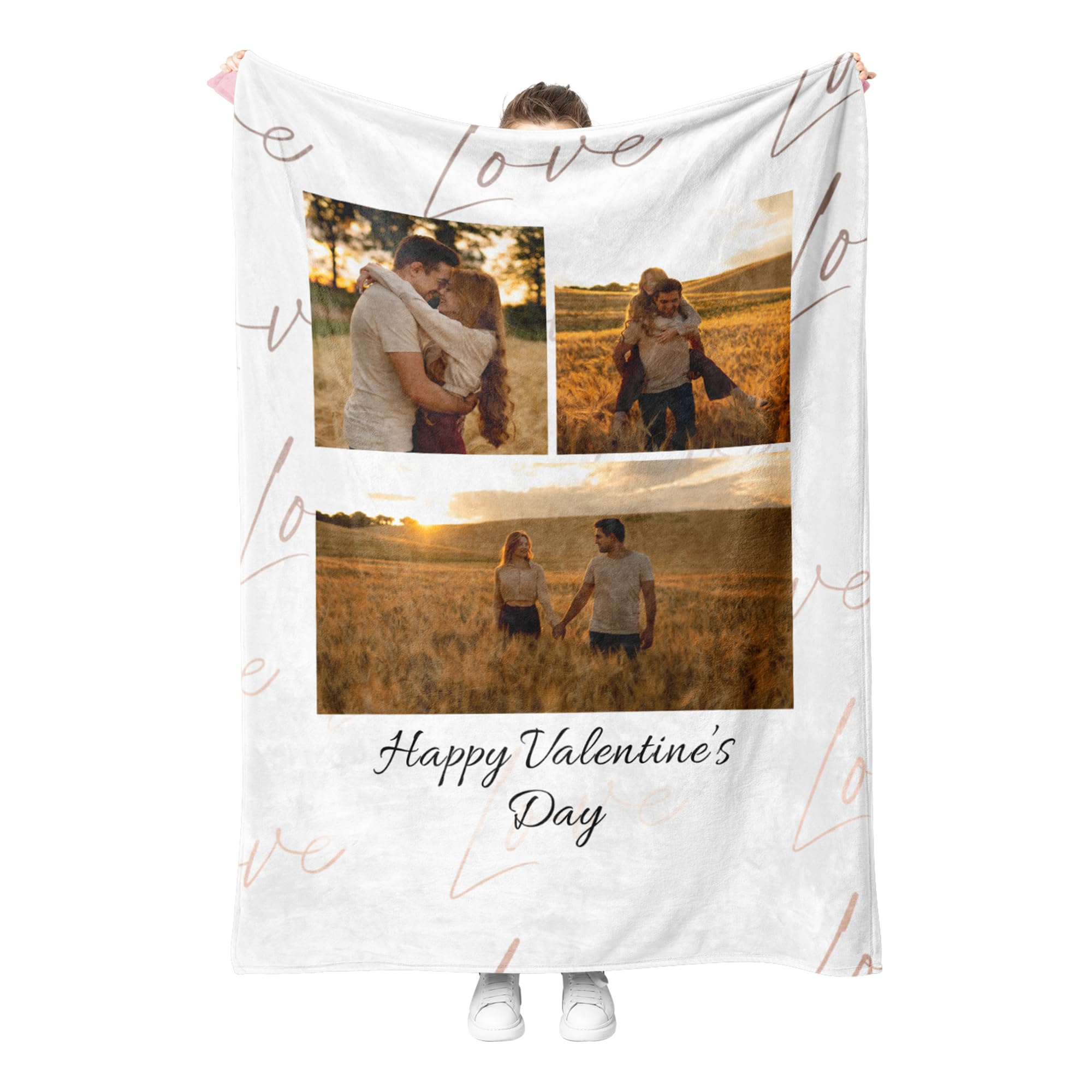 Print Maniacs Photo 3-3 Personalised Photo Blanket - Ships Next Day, Customised Blanket For Adults, Custom Blanket Gifts For Couples Family Kids Pet Friends, Gifts For Valentine's Day Fathers/Mothers Day Christmas
