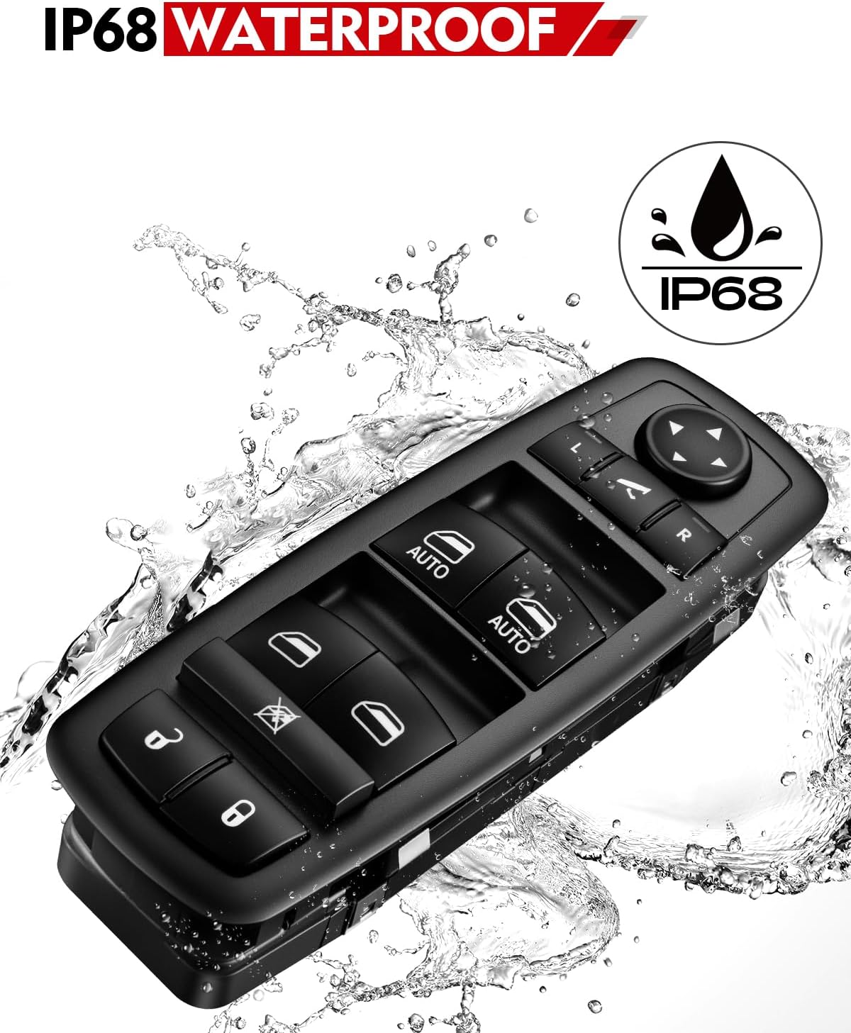 Front Left Master Power Window Switch for:-Dodge for:-RAM 1500 2500 3500 2016-2018, Journey 2011-2012, for:-Chrysler 300 2012 Replace OE# 56046826AE 56046826AC 56046826AD DWS1898