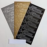 TRTO 1Pcs Gold Color Merry Christmas Medium & Large Peel Off Stickers Card Making Easy to Use and Sticks