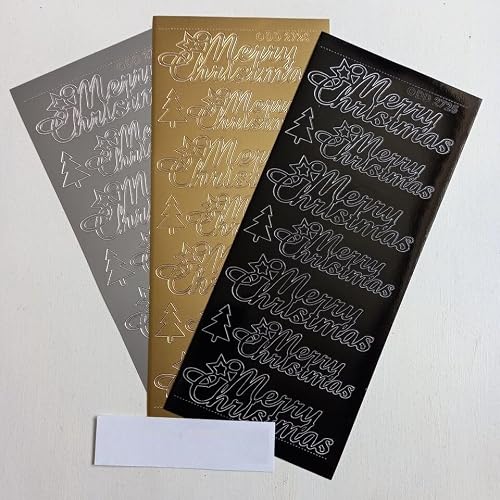 Trto Gold 1Pcs Color Merry Christmas Medium & Large Peel Off Stickers Card Making Easy To Use And Sticks