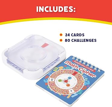 Popular Playthings Math Cipher Multiplication & Division Card Game | for Kids Ages 7 & Up, Formula Practice Flash Cards, Gifts, 80 Challenges, 24 Cards