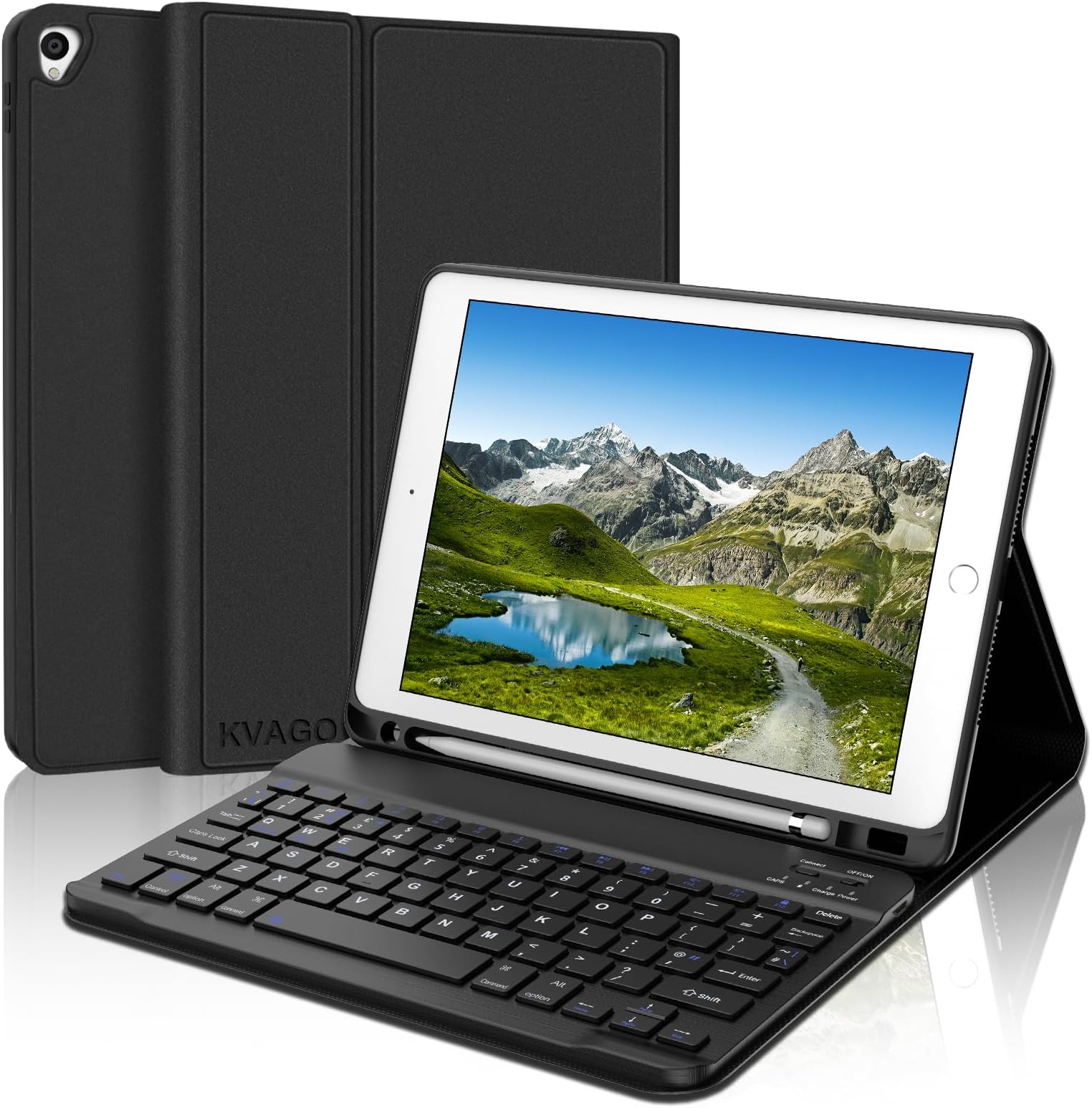 KVAGO iPad Keyboard Case 10.2 inch for iPad 9th Generation(2021) 8th(2020) 7th(2019), iPad Air 3rd Gen 10.5" 2019, iPad Pro 10.5 inch 2017 Case with Keyboard, Detachable Bluetooth Keyboard (Black)