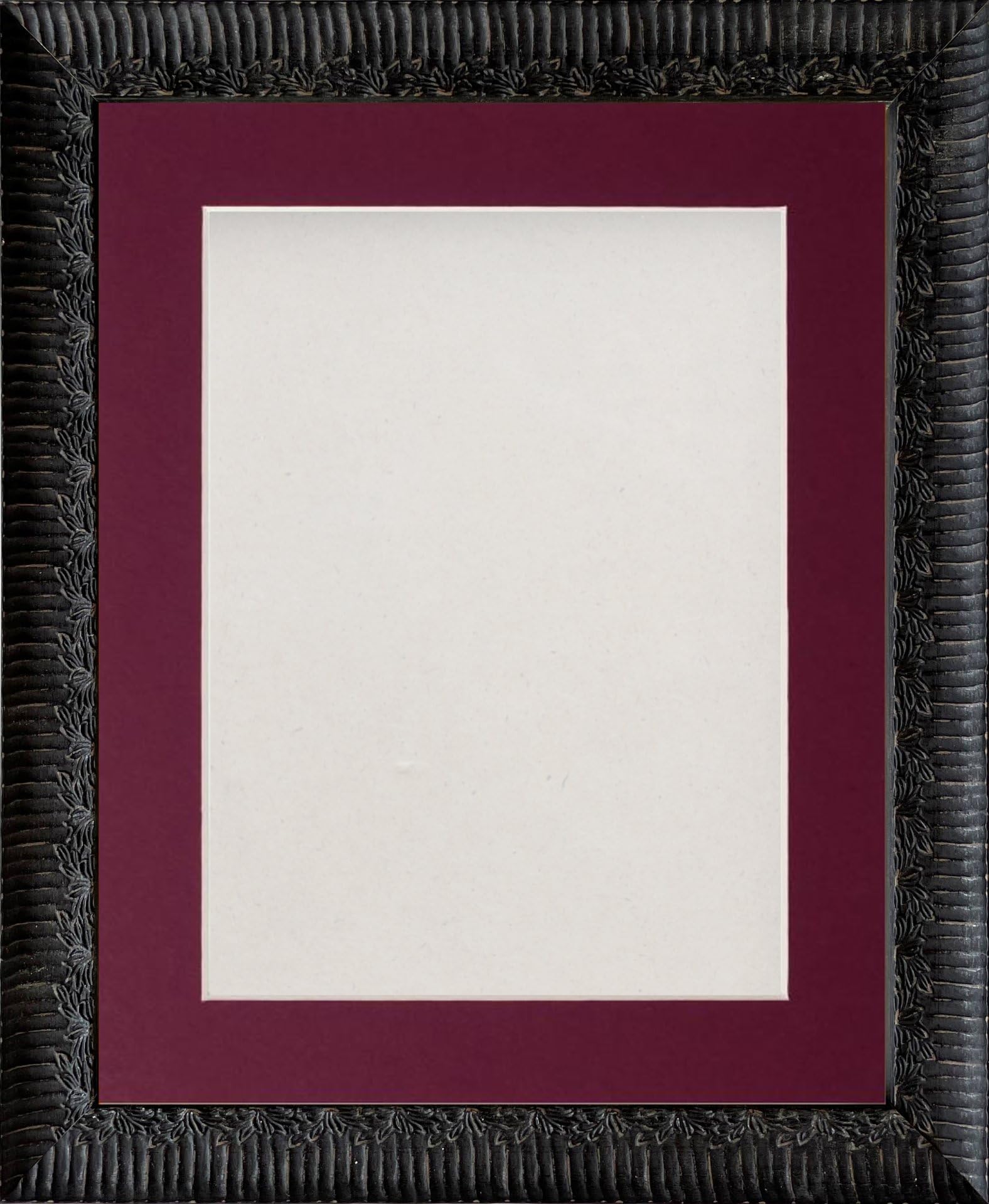 Frame Company Boleyn Black Ornate Decorative Wooden 8x6 inch Frame With Plum Mount for Image 6x4 inch *Choice of Sizes and colours* Fitted with Real Glass โ image 1