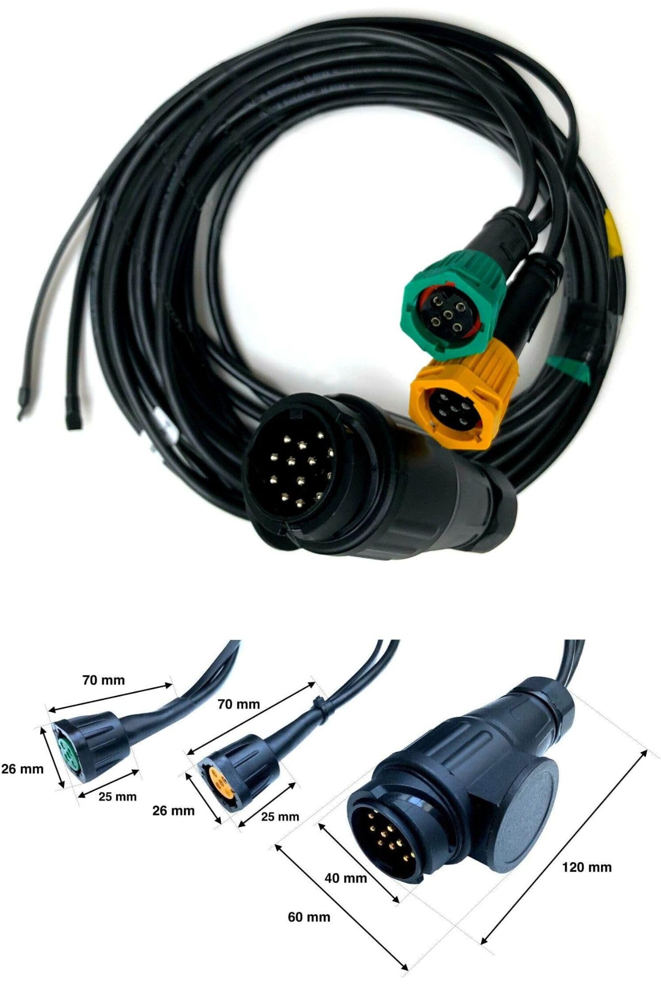 LED Anhängerbeleuchtung Komplettset 13-polig Rückleuchten Umrissleuchten E9 Wohnwagen Trailer LKW 12V 24V Bremslicht Blinker Nebelschluss Rückfahrlicht IP69 (Kabel 7,7m/5,3m)